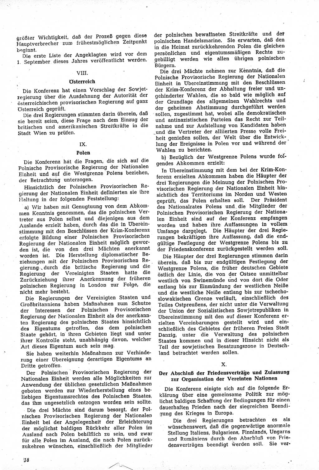 Amtsblatt des Kontrollrats (ABlKR) in Deutschland, Ergänzungsblatt Nr. 1, Sammlung von Urkunden betreffend die Errichtung der Alliierten Kontrollbehörde 1945, Seite 18 (ABlKR Dtl., Erg. Bl. 1 1945, S. 18)