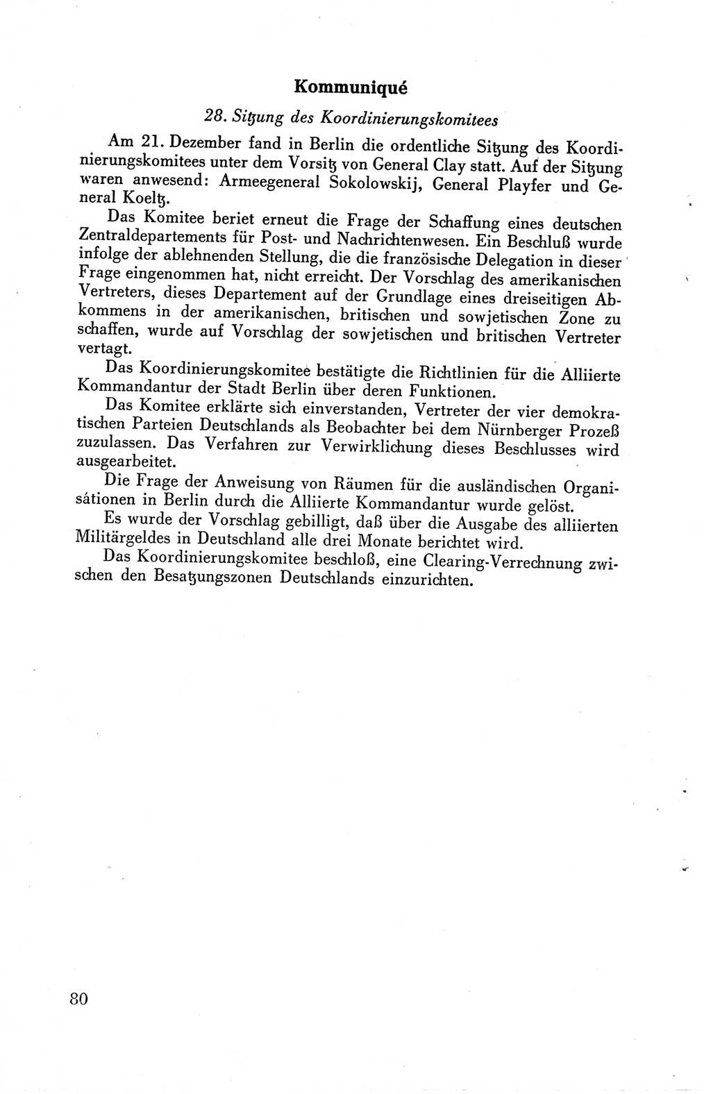 Die Berliner Konferenz der Drei Mächte - Der Alliierte Kontrollrat für Deutschland - Die Alliierte Kommandantur der Stadt Berlin, Kommuniqués, Deklarationen, Proklamationen, Gesetze, Befehle, Sammelheft 1 1945, Seite 80 (AKR Dtl., All. Kdtr. Bln., 1945, S. 80)