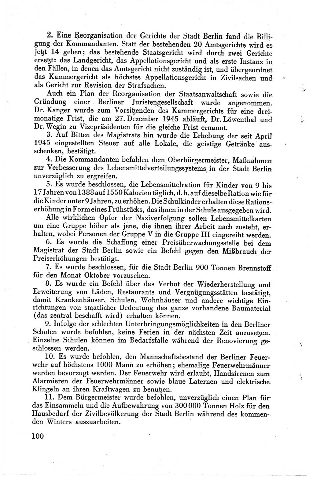 Die Berliner Konferenz der Drei Mächte - Der Alliierte Kontrollrat für Deutschland - Die Alliierte Kommandantur der Stadt Berlin, Kommuniqués, Deklarationen, Proklamationen, Gesetze, Befehle, Sammelheft 1 1945, Seite 100 (AKR Dtl., All. Kdtr. Bln., 1945, S. 100)