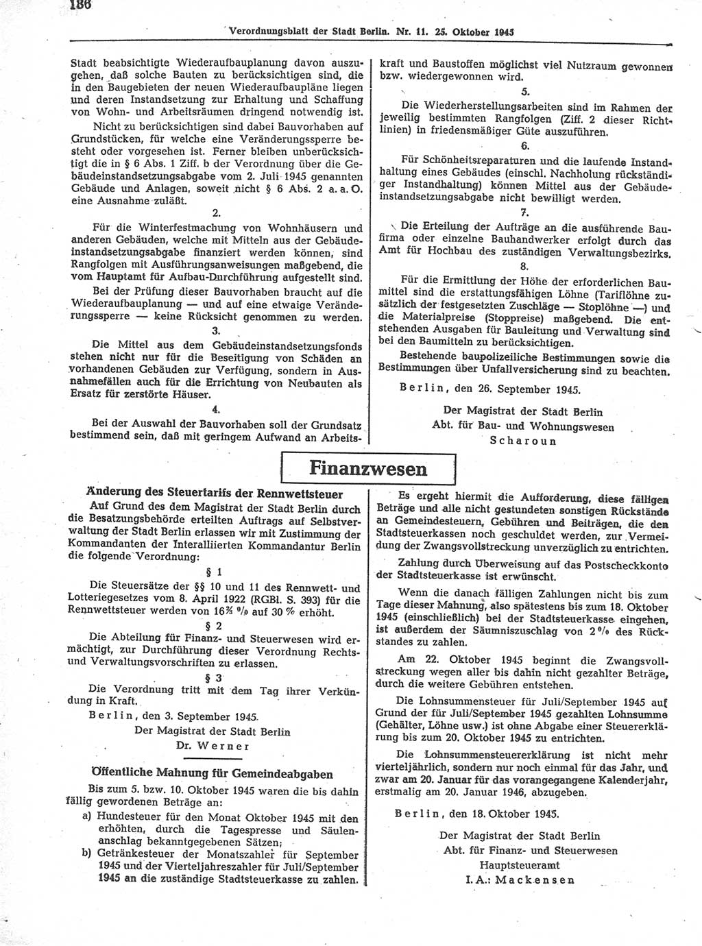 Verordnungsblatt (VOBl.) der Stadt Berlin 1945, Seite 136 (VOBl. Bln. 1945, S. 136)