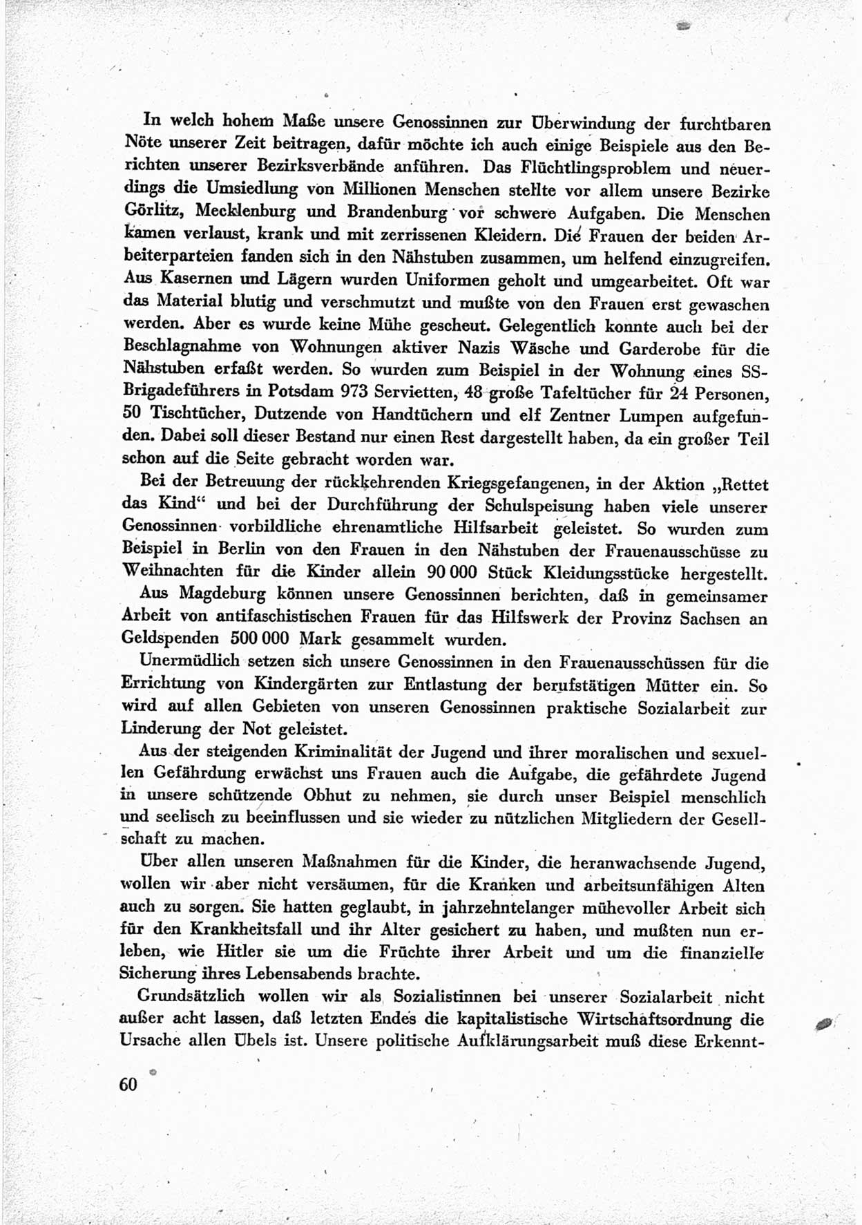 40. Parteitag der Sozialdemokratischen Partei Deutschlands (SPD) [Sowjetische Besatzungszone (SBZ) Deutschlands] am 19. und 20. April 1946 in Berlin, Seite 60 (40. PT SPD SBZ Dtl. 1946, S. 60)