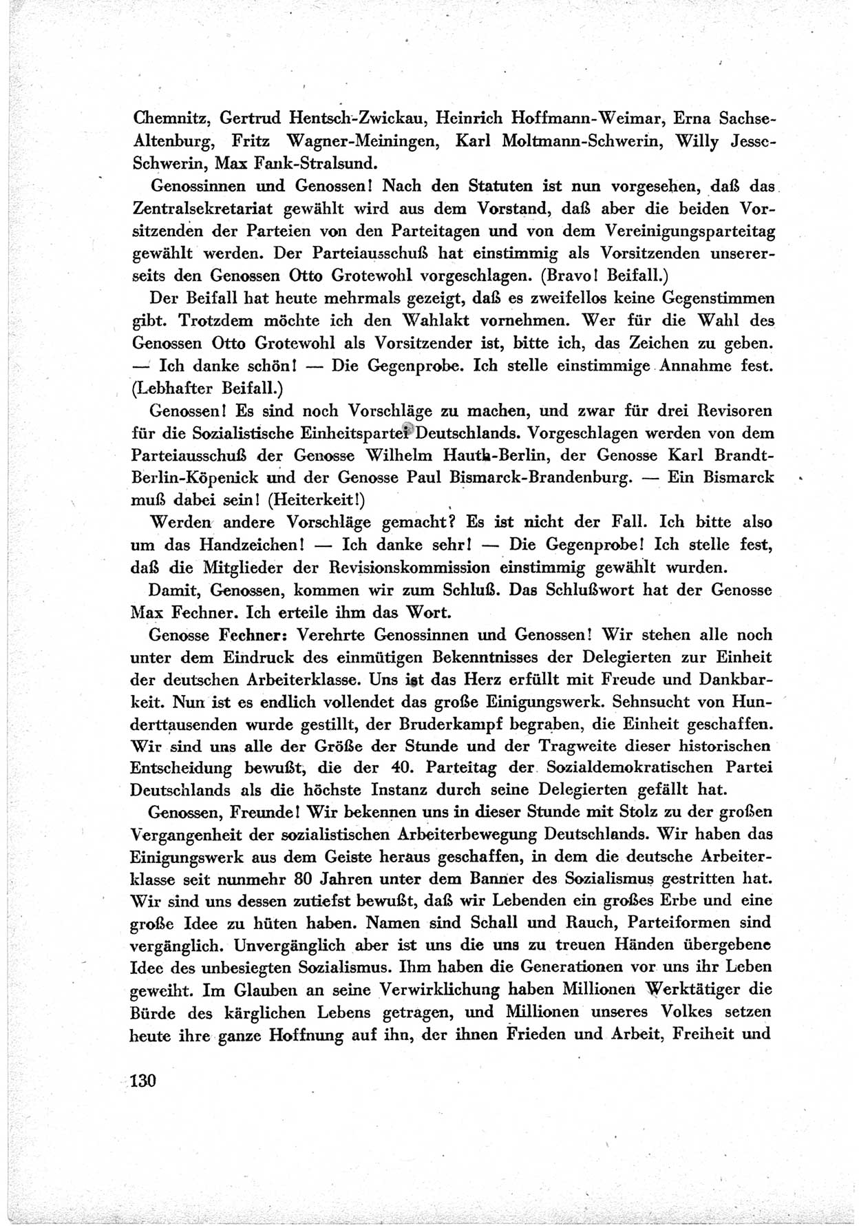 40. Parteitag der Sozialdemokratischen Partei Deutschlands (SPD) [Sowjetische Besatzungszone (SBZ) Deutschlands] am 19. und 20. April 1946 in Berlin, Seite 130 (40. PT SPD SBZ Dtl. 1946, S. 130)