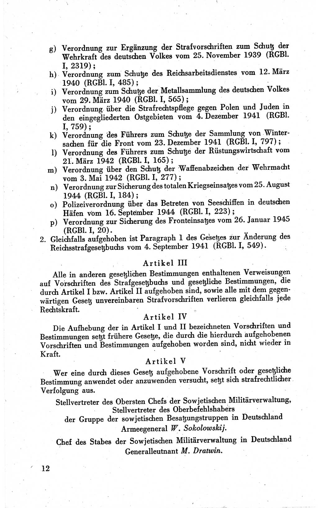 Befehle des Obersten Chefs der Sowjetischen Miltärverwaltung (SMV) in Deutschland - Aus dem Stab der Sowjetischen Militärverwaltung in Deutschland 1946 (Bef. SMV Dtl. 1946, S. 12)