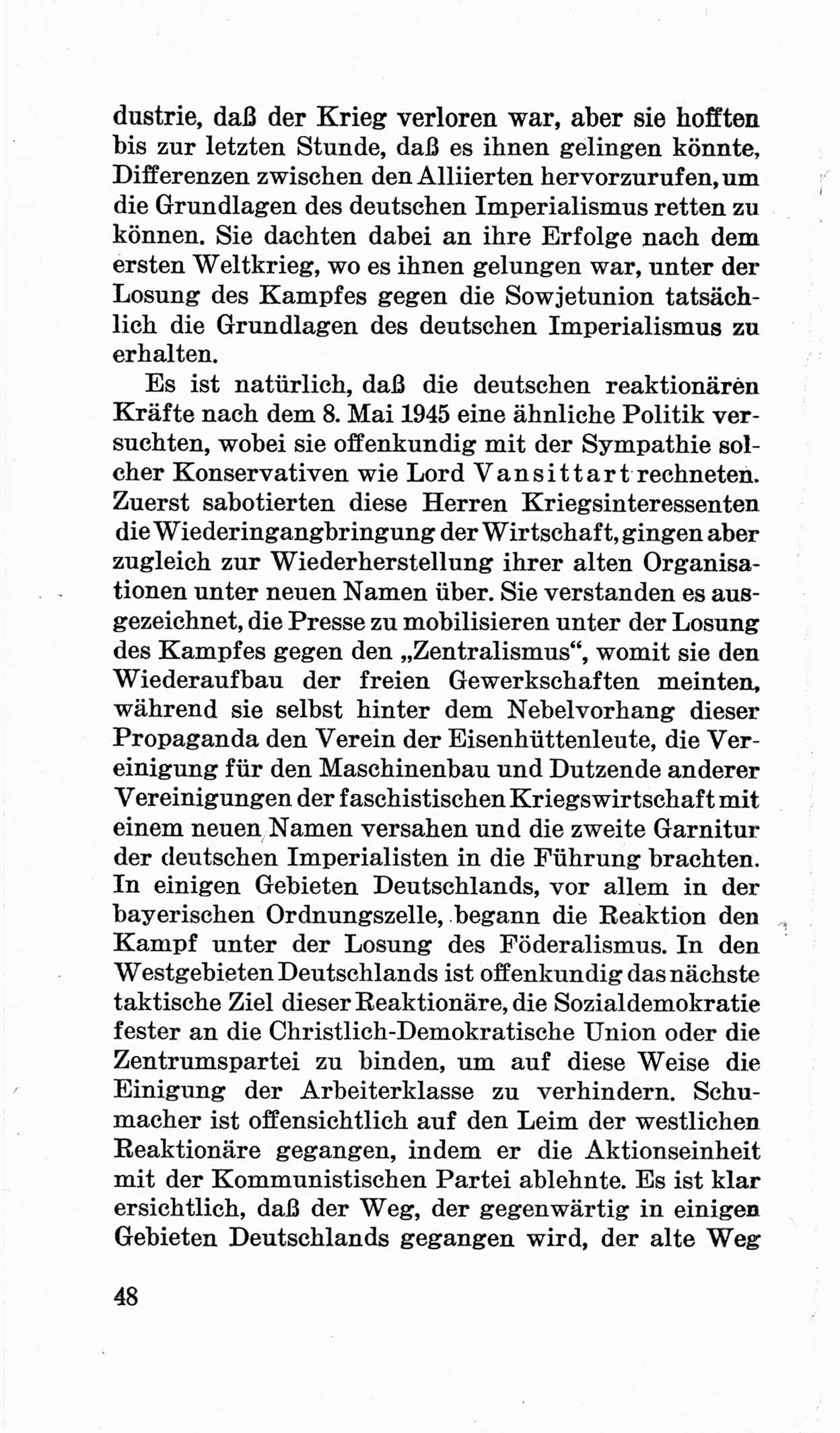 Bericht über die Verhandlungen des 15. Parteitages der Kommunistischen Partei Deutschlands (KPD) [Sowjetische Besatzungszone (SBZ) Deutschlands] am 19. und 20. April 1946 in Berlin, Seite 48 (Ber. Verh. 15. PT KPD SBZ Dtl. 1946, S. 48)