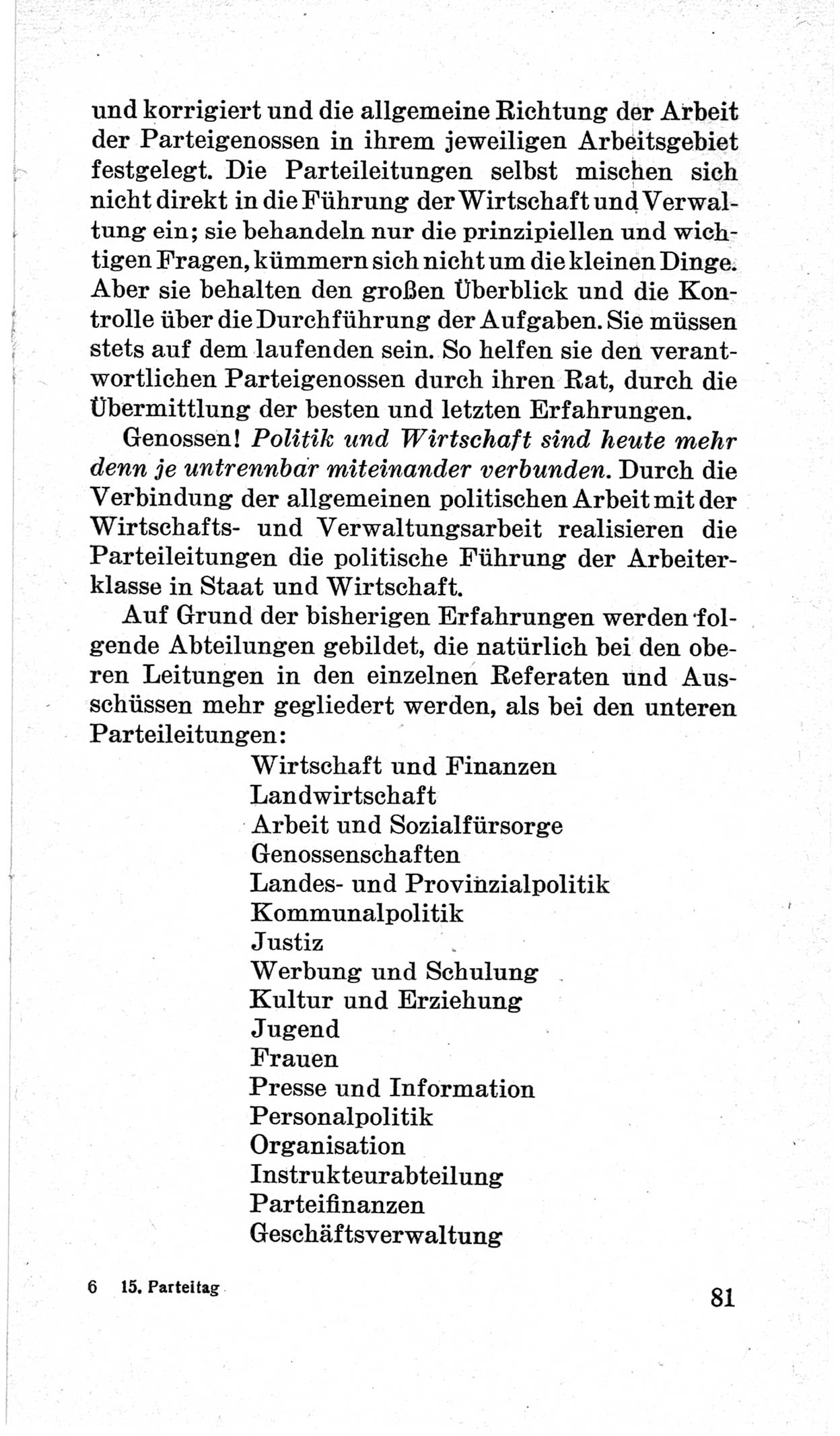 Bericht über die Verhandlungen des 15. Parteitages der Kommunistischen Partei Deutschlands (KPD) [Sowjetische Besatzungszone (SBZ) Deutschlands] am 19. und 20. April 1946 in Berlin, Seite 81 (Ber. Verh. 15. PT KPD SBZ Dtl. 1946, S. 81)