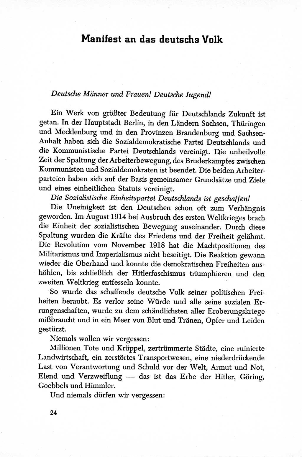 Dokumente der Sozialistischen Einheitspartei Deutschlands (SED) [Sowjetische Besatzungszone (SBZ) Deutschlands] 1946-1948, Seite 24 (Dok. SED SBZ Dtl. 1946-1948, S. 24)