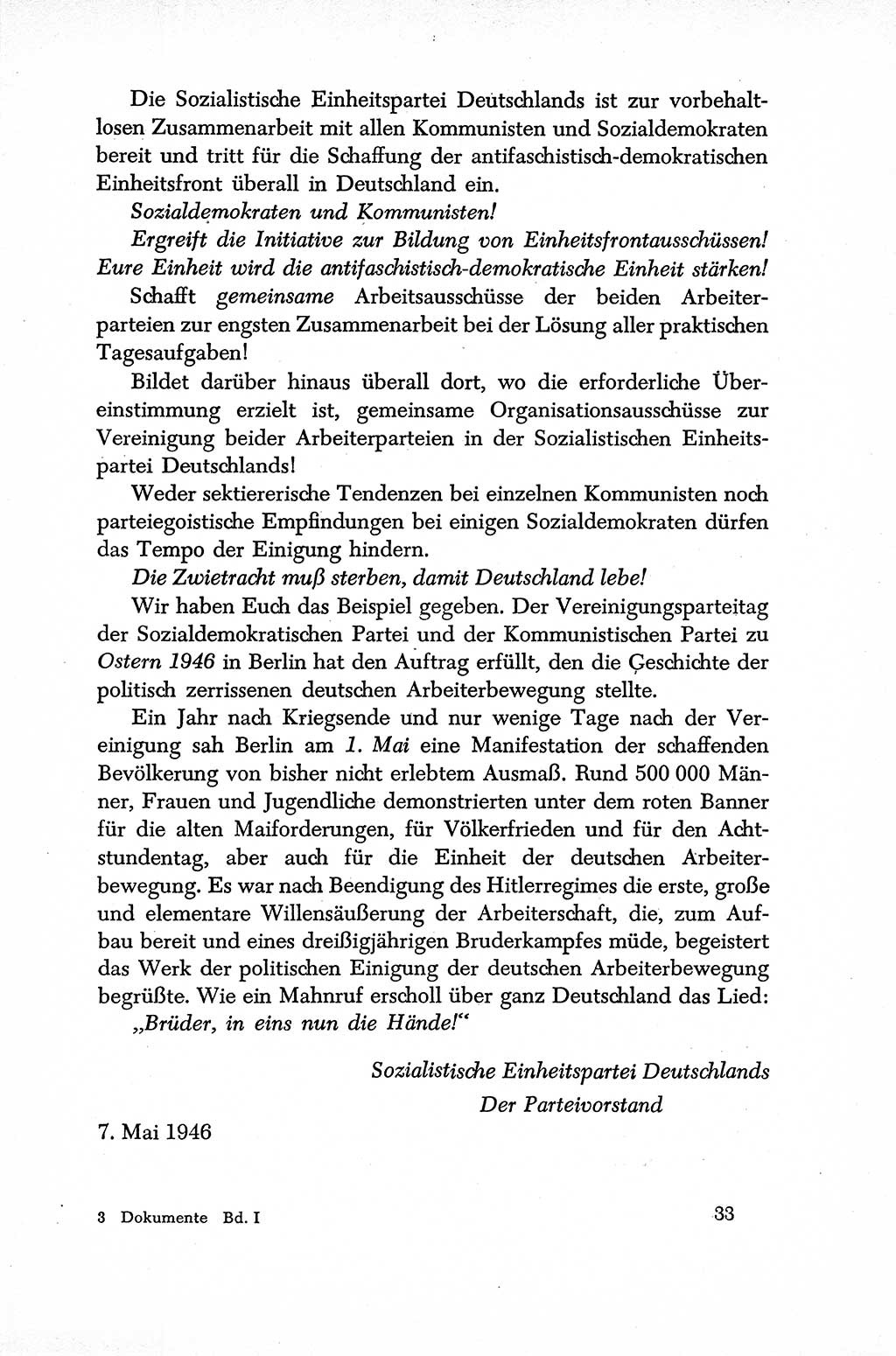 Dokumente der Sozialistischen Einheitspartei Deutschlands (SED) [Sowjetische Besatzungszone (SBZ) Deutschlands] 1946-1948, Seite 33 (Dok. SED SBZ Dtl. 1946-1948, S. 33)