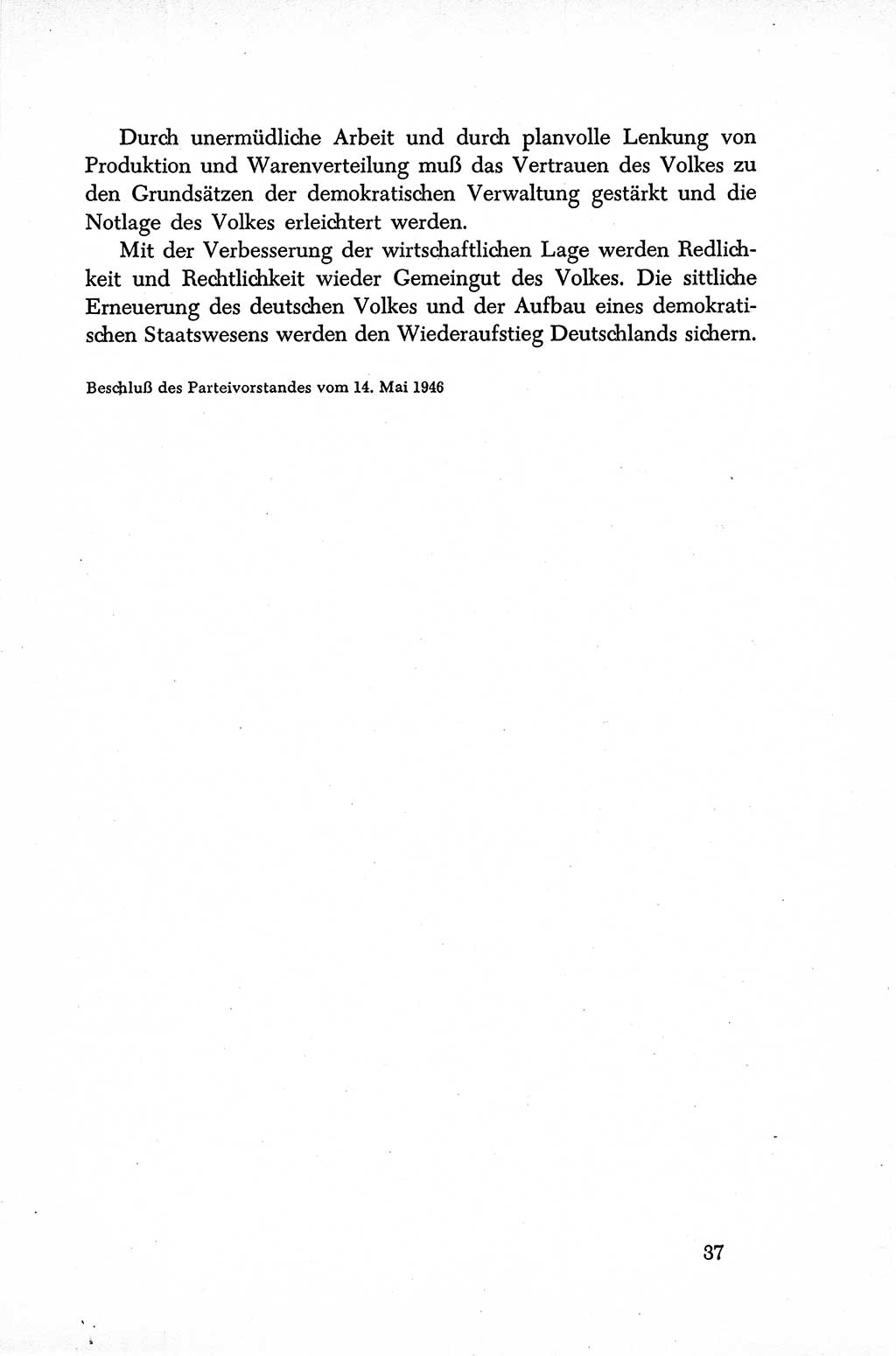 Dokumente der Sozialistischen Einheitspartei Deutschlands (SED) [Sowjetische Besatzungszone (SBZ) Deutschlands] 1946-1948, Seite 37 (Dok. SED SBZ Dtl. 1946-1948, S. 37)