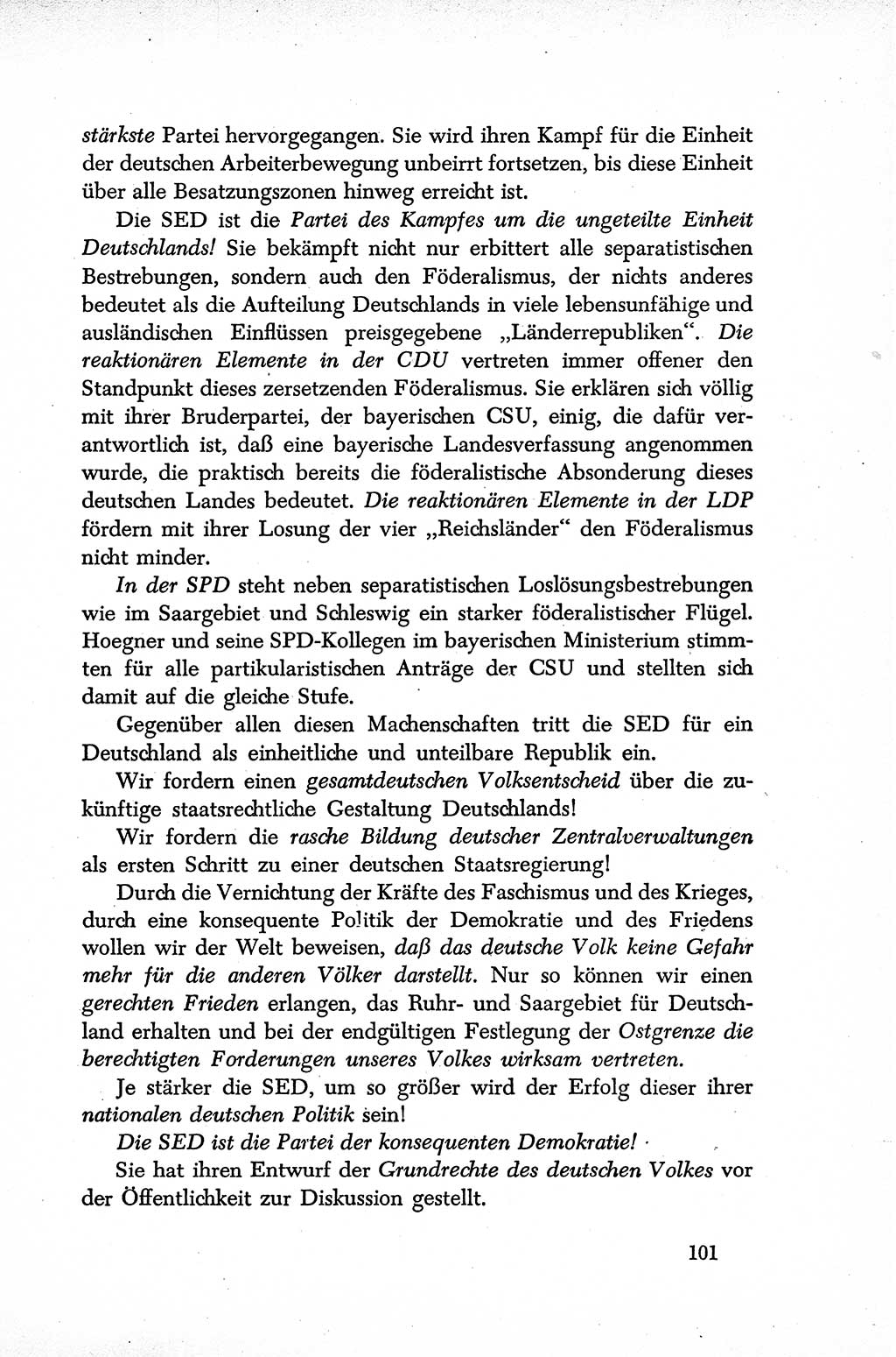 Dokumente der Sozialistischen Einheitspartei Deutschlands (SED) [Sowjetische Besatzungszone (SBZ) Deutschlands] 1946-1948, Seite 101 (Dok. SED SBZ Dtl. 1946-1948, S. 101)