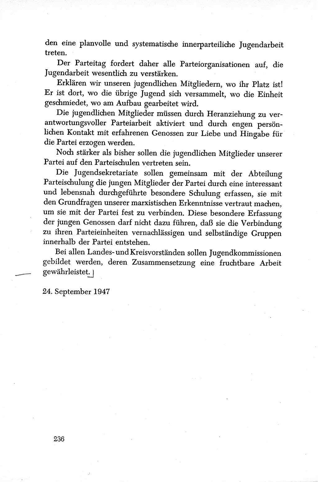 Dokumente der Sozialistischen Einheitspartei Deutschlands (SED) [Sowjetische Besatzungszone (SBZ) Deutschlands] 1946-1948, Seite 236 (Dok. SED SBZ Dtl. 1946-1948, S. 236)