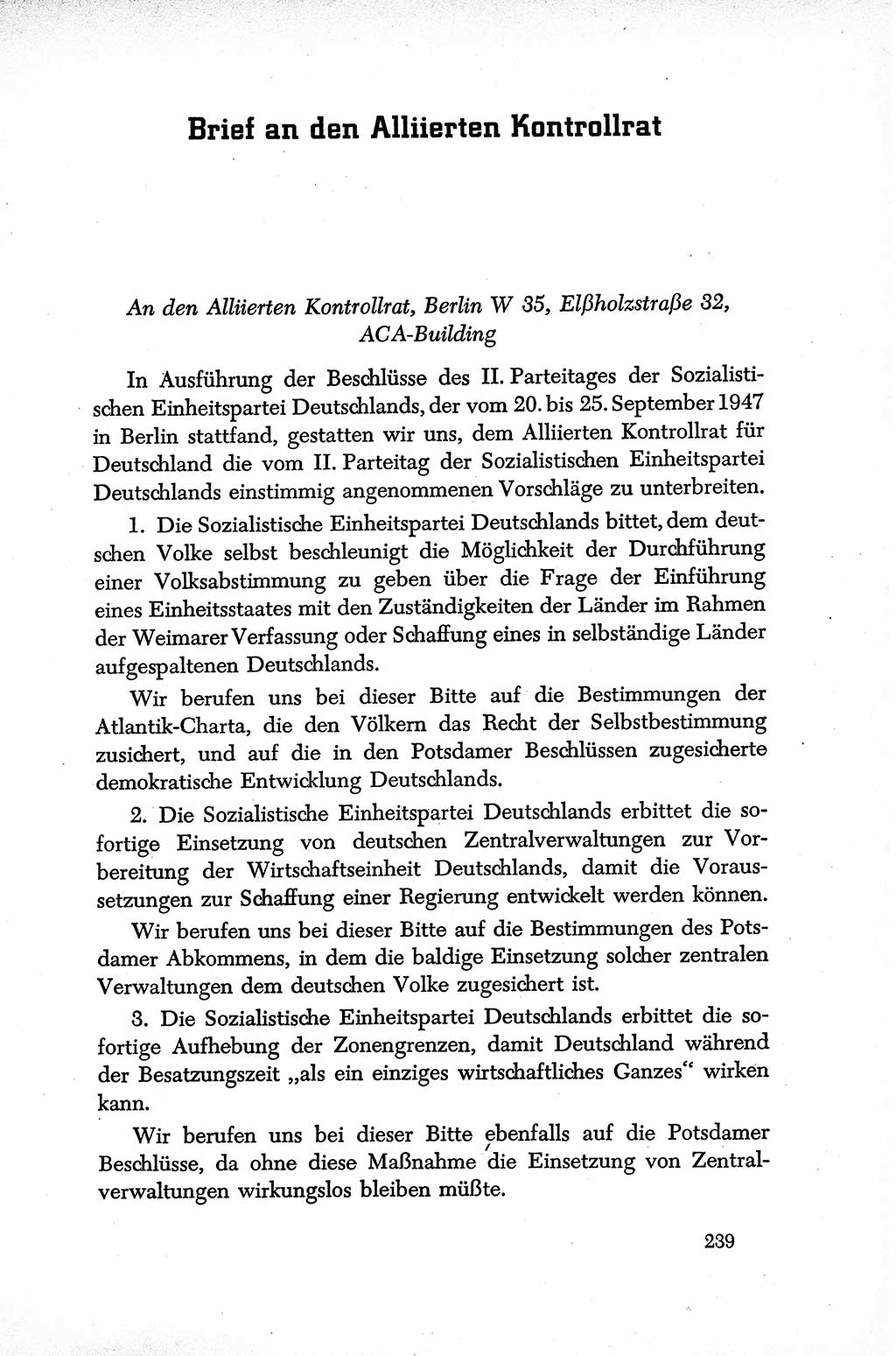 Dokumente der Sozialistischen Einheitspartei Deutschlands (SED) [Sowjetische Besatzungszone (SBZ) Deutschlands] 1946-1948, Seite 239 (Dok. SED SBZ Dtl. 1946-1948, S. 239)