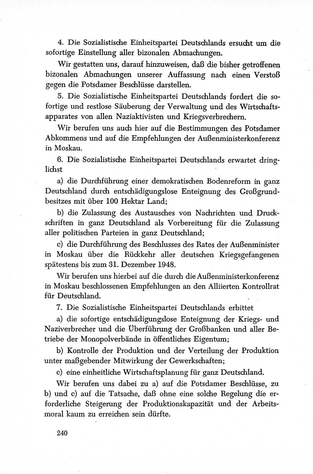 Dokumente der Sozialistischen Einheitspartei Deutschlands (SED) [Sowjetische Besatzungszone (SBZ) Deutschlands] 1946-1948, Seite 240 (Dok. SED SBZ Dtl. 1946-1948, S. 240)