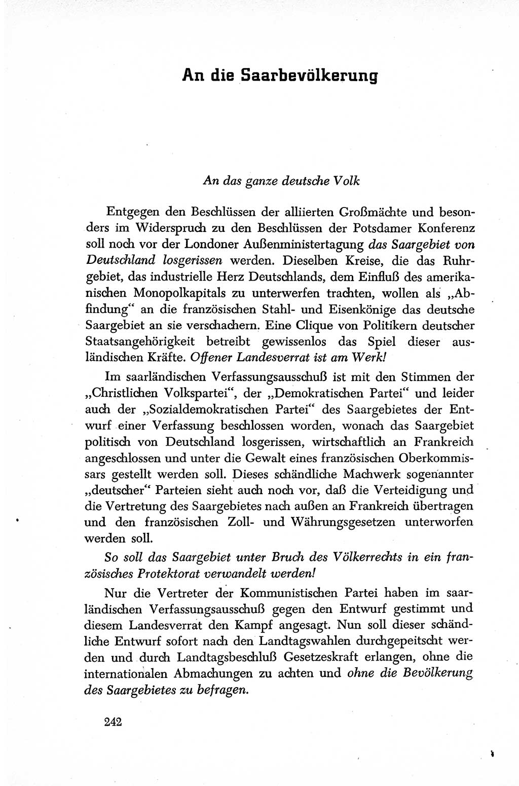 Dokumente der Sozialistischen Einheitspartei Deutschlands (SED) [Sowjetische Besatzungszone (SBZ) Deutschlands] 1946-1948, Seite 242 (Dok. SED SBZ Dtl. 1946-1948, S. 242)