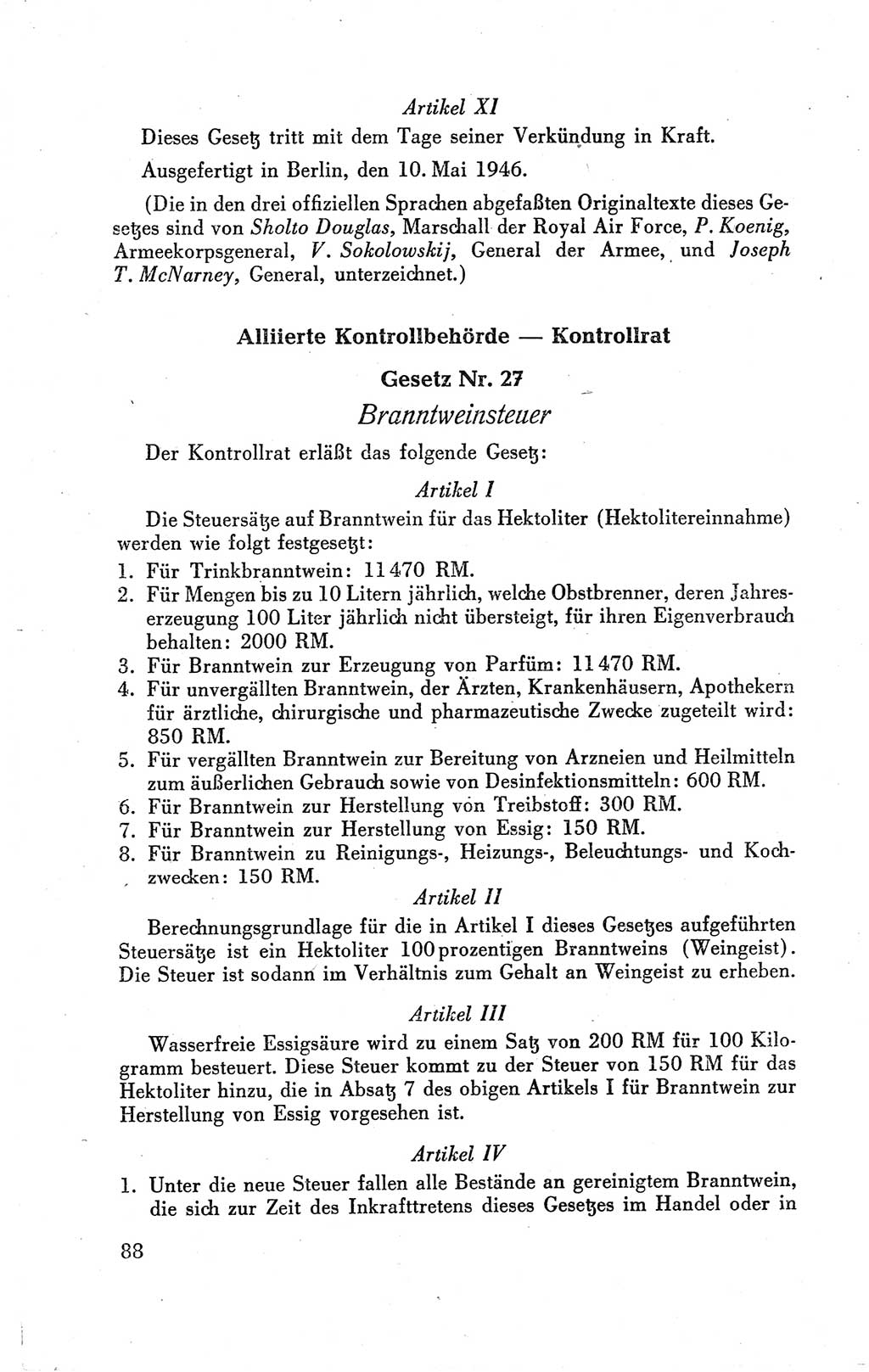 Der Alliierte Kontrollrat für Deutschland - Die Alliierte Kommandantur der Stadt Berlin, Kommuniqués, Gesetze, Direktiven, Befehle, Anordnungen, Sammelheft 2 1946, Seite 88 (AKR Dtl., All. Kdtr. Bln., 1946, S. 88)