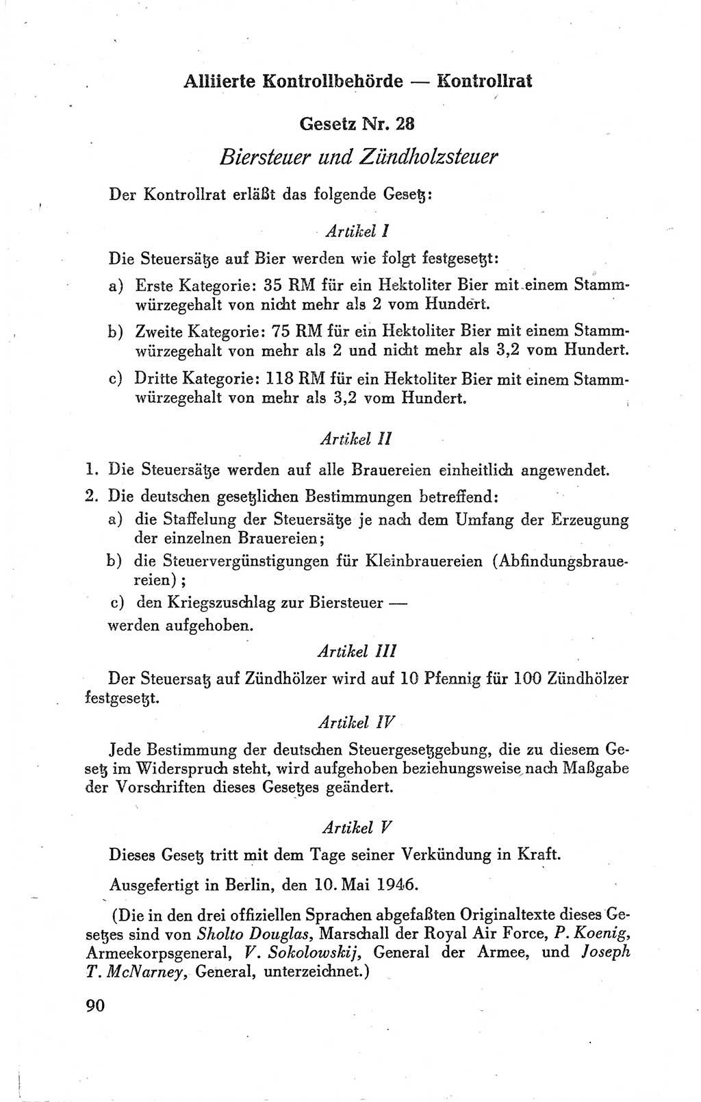 Der Alliierte Kontrollrat für Deutschland - Die Alliierte Kommandantur der Stadt Berlin, Kommuniqués, Gesetze, Direktiven, Befehle, Anordnungen, Sammelheft 2 1946, Seite 90 (AKR Dtl., All. Kdtr. Bln., 1946, S. 90)