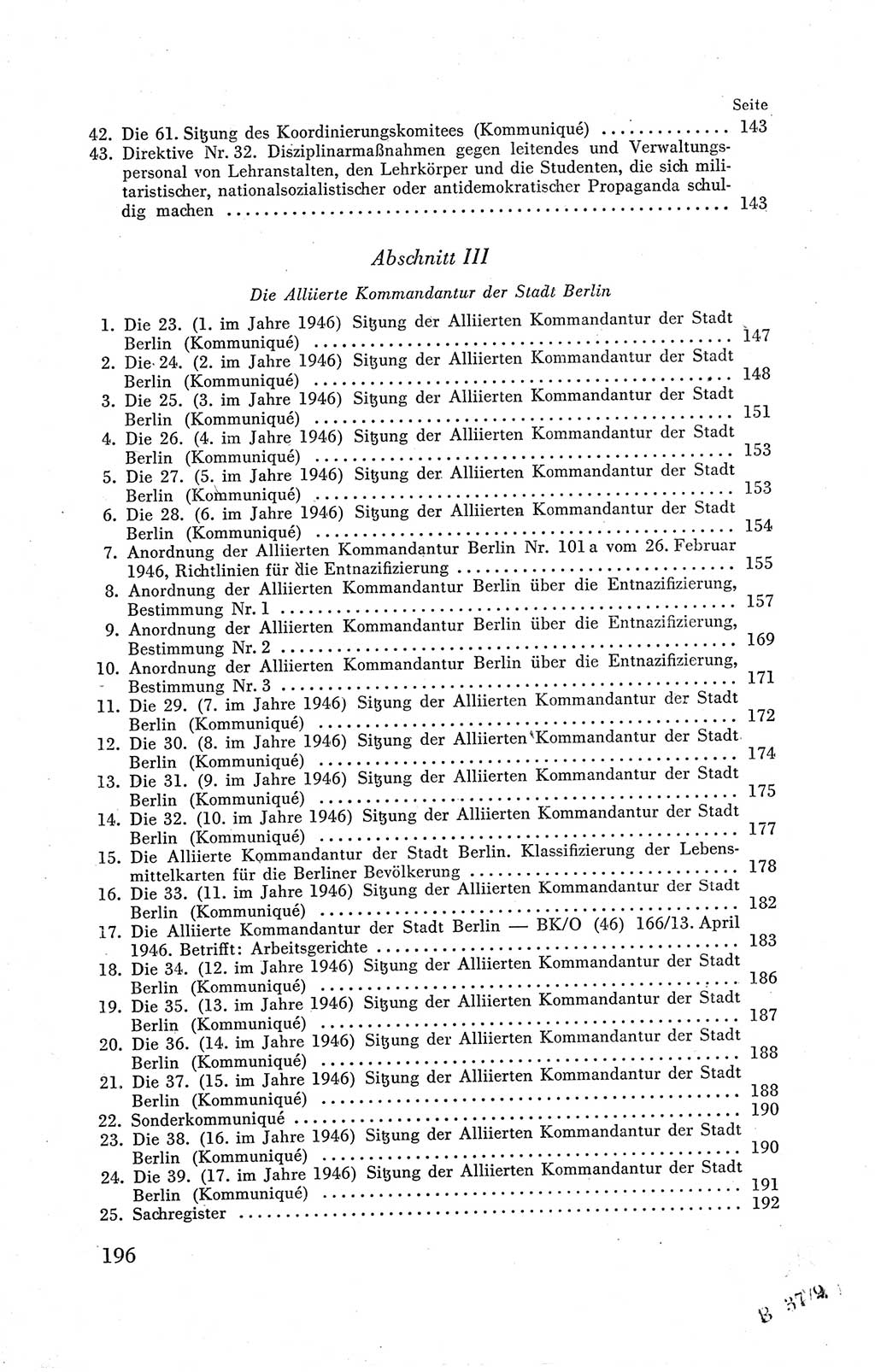 Der Alliierte Kontrollrat für Deutschland - Die Alliierte Kommandantur der Stadt Berlin, Kommuniqués, Gesetze, Direktiven, Befehle, Anordnungen, Sammelheft 2 1946, Seite 196 (AKR Dtl., All. Kdtr. Bln., 1946, S. 196)