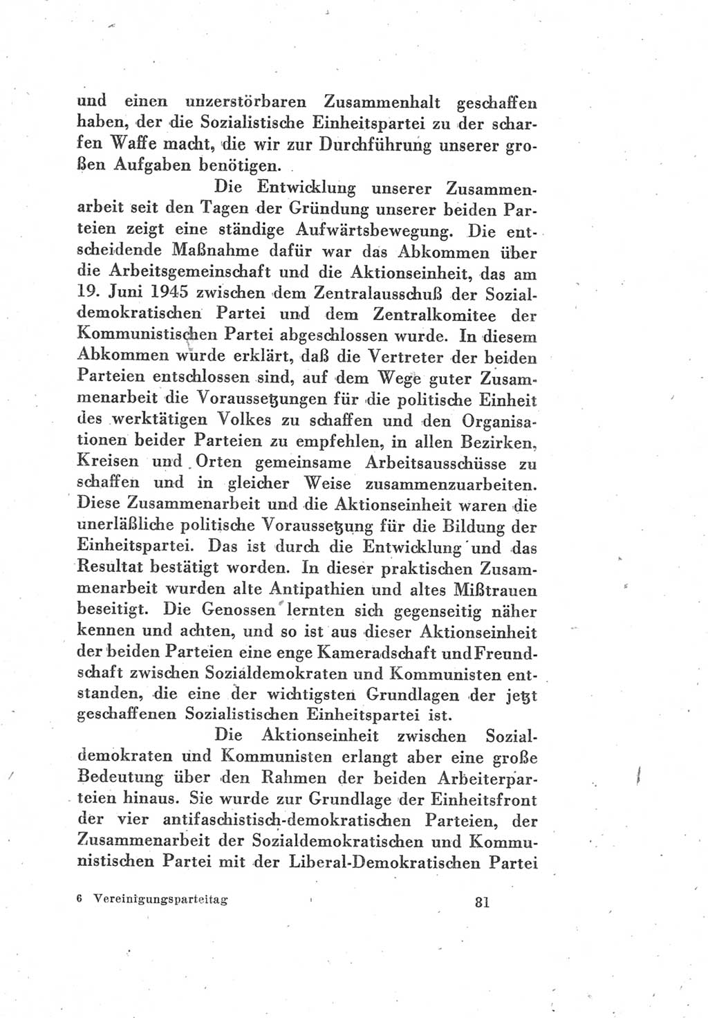 Protokoll des Vereinigungsparteitages der Sozialdemokratischen Partei Deutschlands (SPD) und der Kommunistischen Partei Deutschlands (KPD) [Sowjetische Besatzungszone (SBZ) Deutschlands] 1946, Seite 81 (Prot. VPT SPD KPD SBZ Dtl. 1946, S. 81)