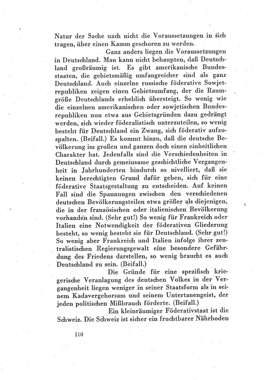 Protokoll des Vereinigungsparteitages der Sozialdemokratischen Partei Deutschlands (SPD) und der Kommunistischen Partei Deutschlands (KPD) [Sowjetische Besatzungszone (SBZ) Deutschlands] 1946, Seite 110 (Prot. VPT SPD KPD SBZ Dtl. 1946, S. 110)