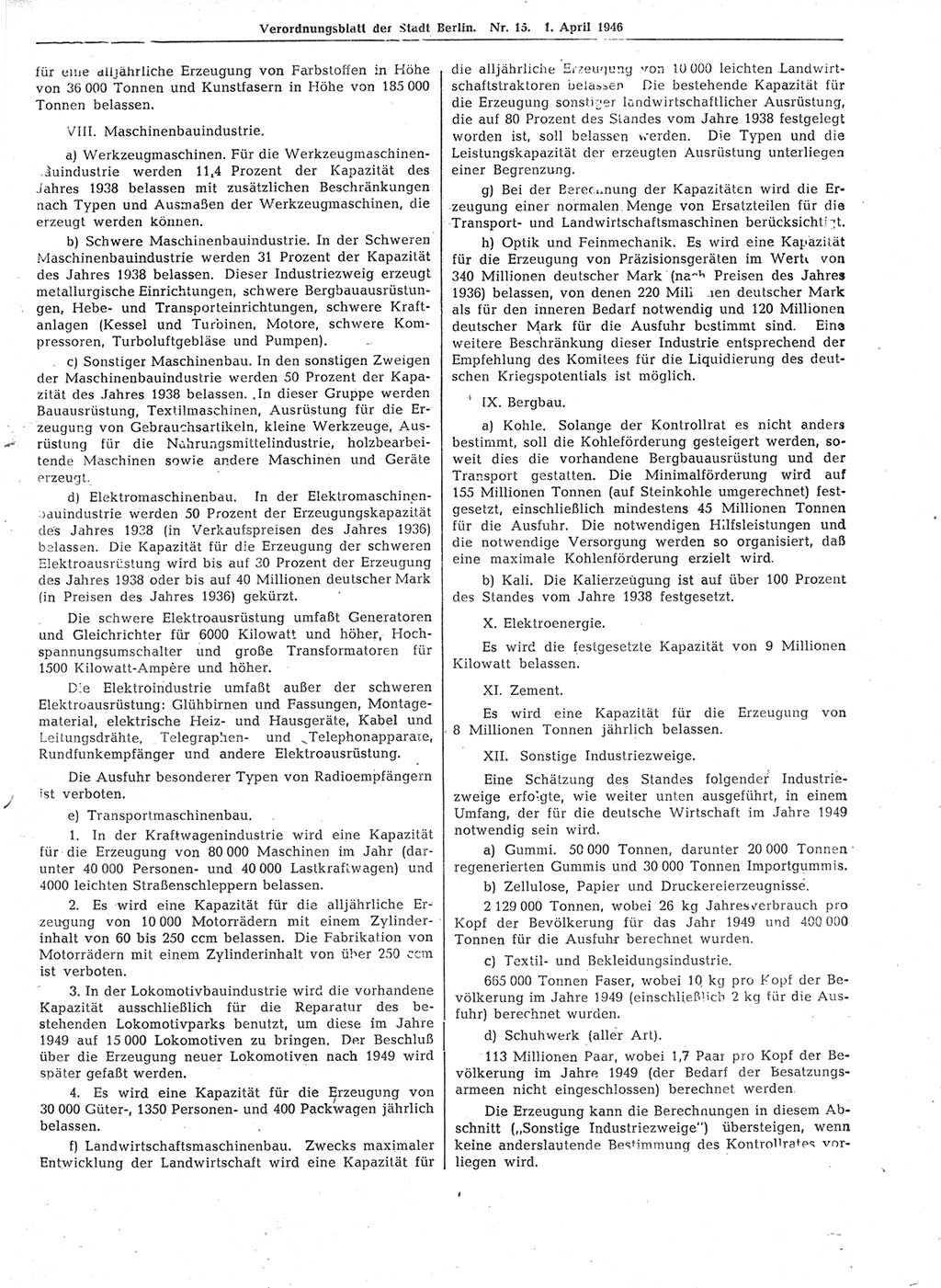 Verordnungsblatt (VOBl.) der Stadt Berlin, für Groß-Berlin 1946, Seite 113 (VOBl. Bln. 1946, S. 113)