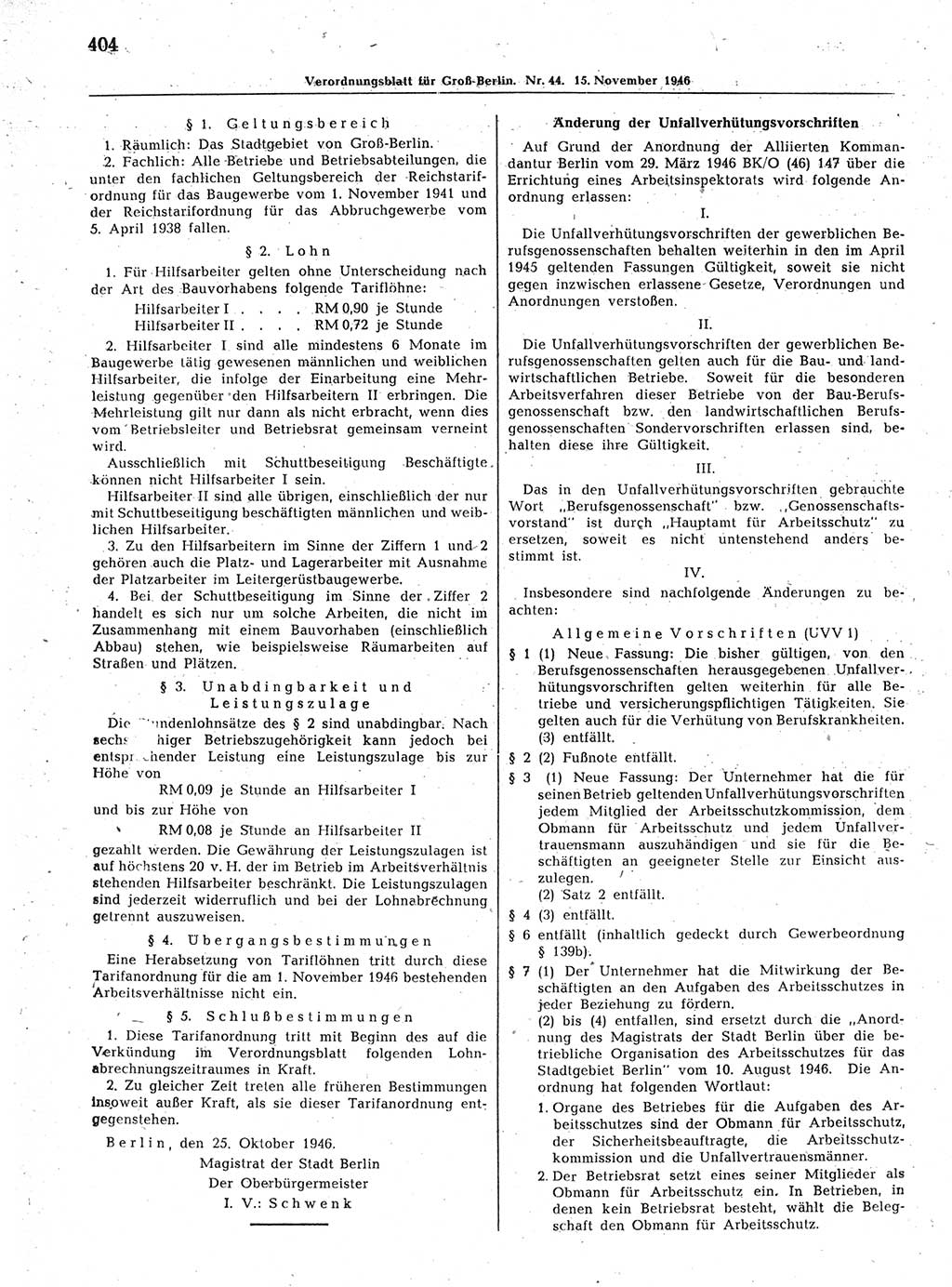 Verordnungsblatt (VOBl.) der Stadt Berlin, für Groß-Berlin 1946, Seite 404 (VOBl. Bln. 1946, S. 404)