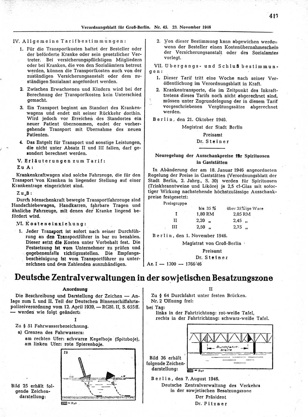 Verordnungsblatt (VOBl.) der Stadt Berlin, für Groß-Berlin 1946, Seite 417 (VOBl. Bln. 1946, S. 417)