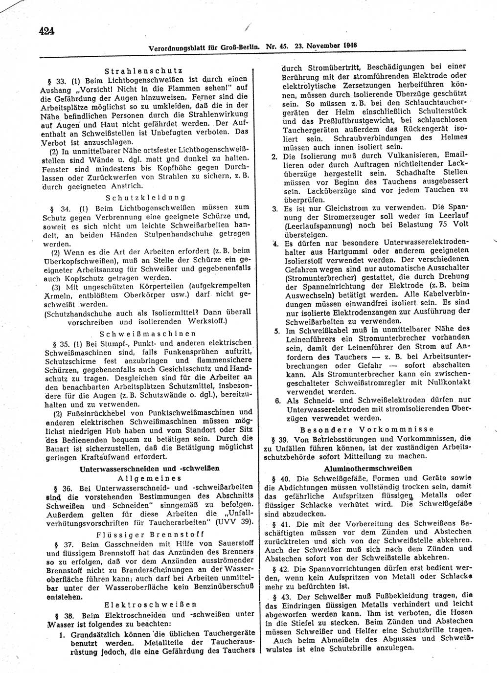 Verordnungsblatt (VOBl.) der Stadt Berlin, für Groß-Berlin 1946, Seite 424 (VOBl. Bln. 1946, S. 424)