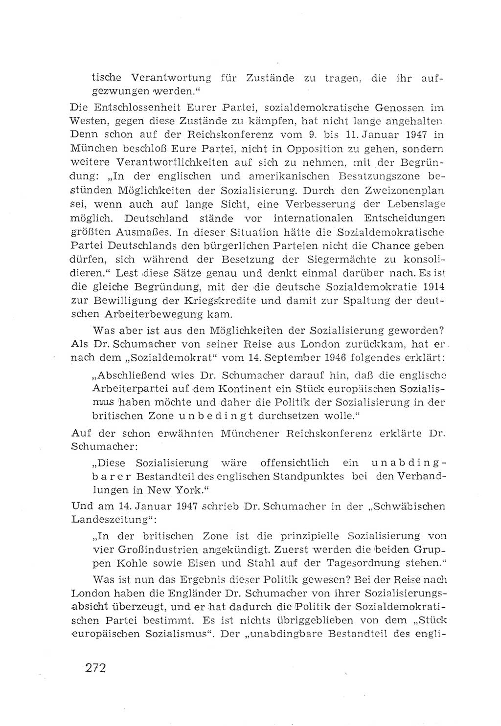 Protokoll der Verhandlungen des 2. Parteitages der Sozialistischen Einheitspartei Deutschlands (SED) [Sowjetische Besatzungszone (SBZ) Deutschlands] 1947, Seite 272 (Prot. Verh. 2. PT SED SBZ Dtl. 1947, S. 272)