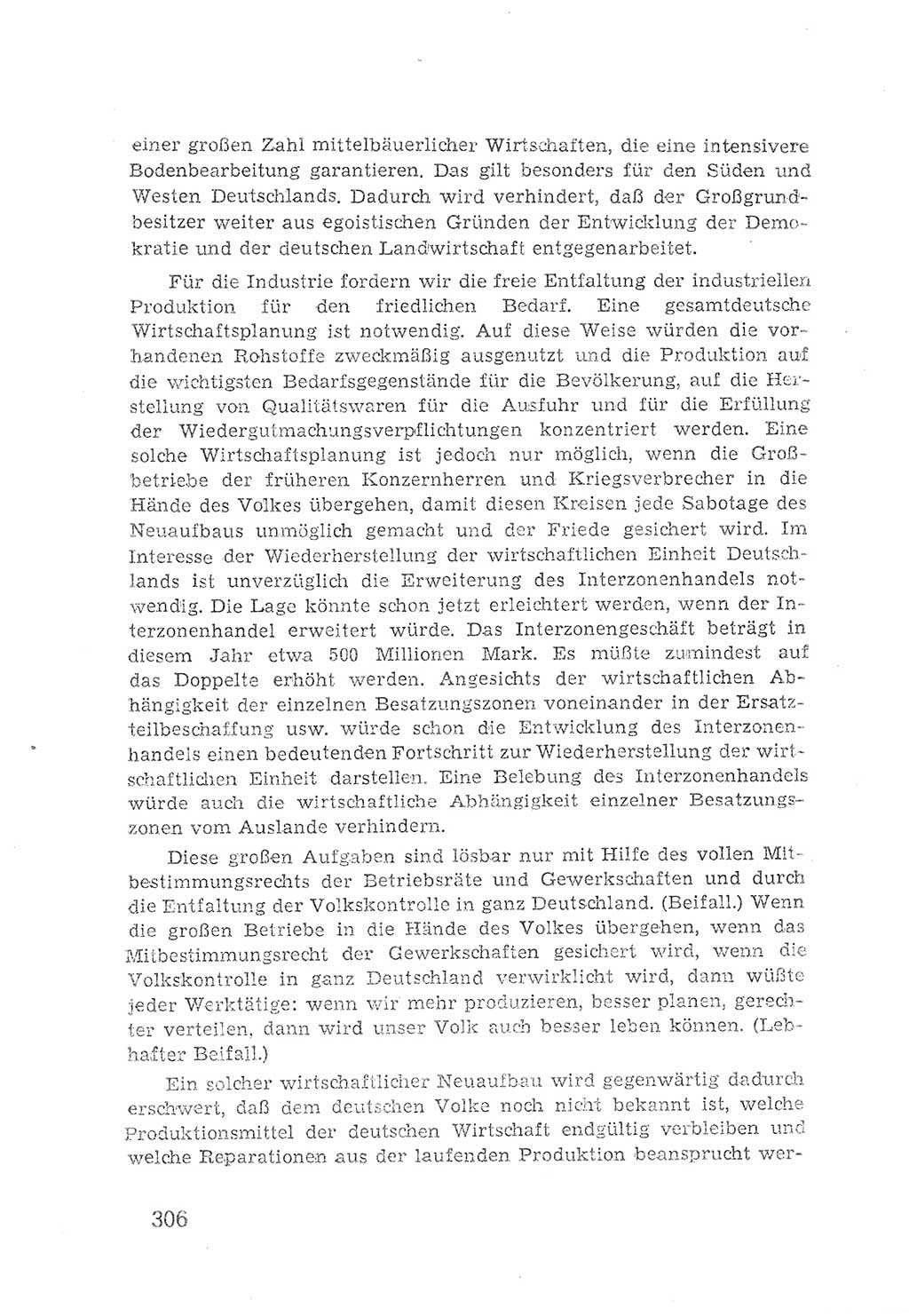 Protokoll der Verhandlungen des 2. Parteitages der Sozialistischen Einheitspartei Deutschlands (SED) [Sowjetische Besatzungszone (SBZ) Deutschlands] 1947, Seite 306 (Prot. Verh. 2. PT SED SBZ Dtl. 1947, S. 306)