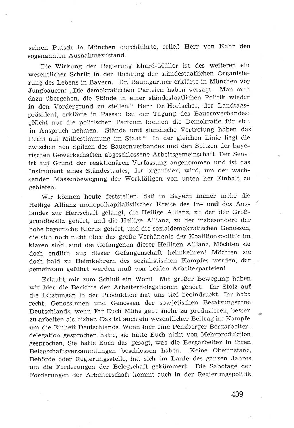 Protokoll der Verhandlungen des 2. Parteitages der Sozialistischen Einheitspartei Deutschlands (SED) [Sowjetische Besatzungszone (SBZ) Deutschlands] 1947, Seite 439 (Prot. Verh. 2. PT SED SBZ Dtl. 1947, S. 439)