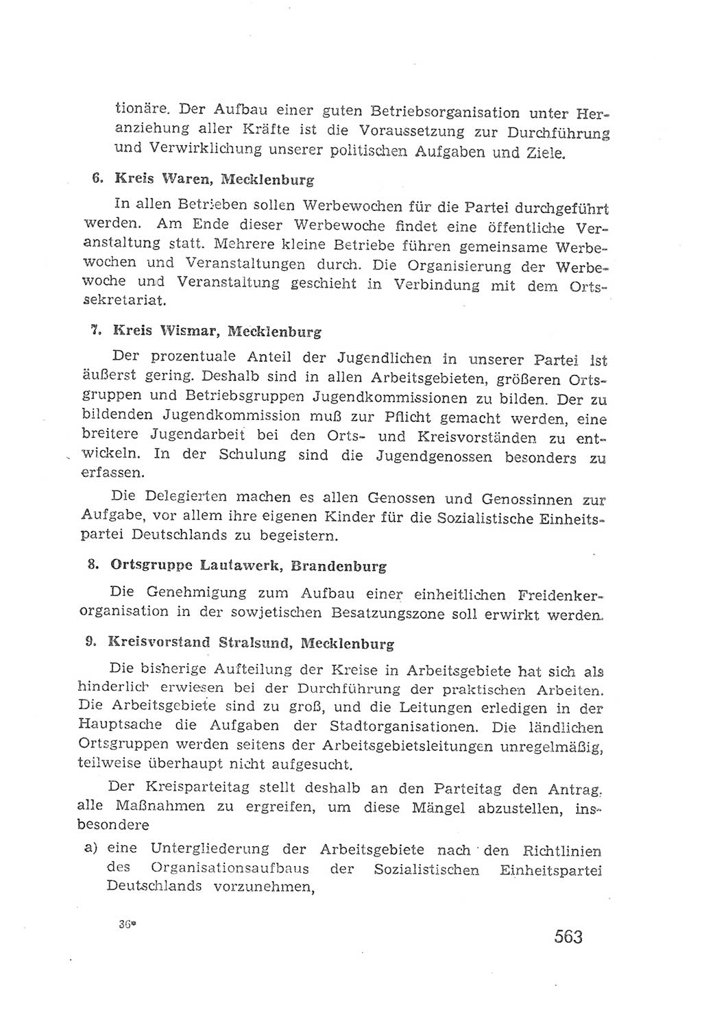 Protokoll der Verhandlungen des 2. Parteitages der Sozialistischen Einheitspartei Deutschlands (SED) [Sowjetische Besatzungszone (SBZ) Deutschlands] 1947, Seite 563 (Prot. Verh. 2. PT SED SBZ Dtl. 1947, S. 563)