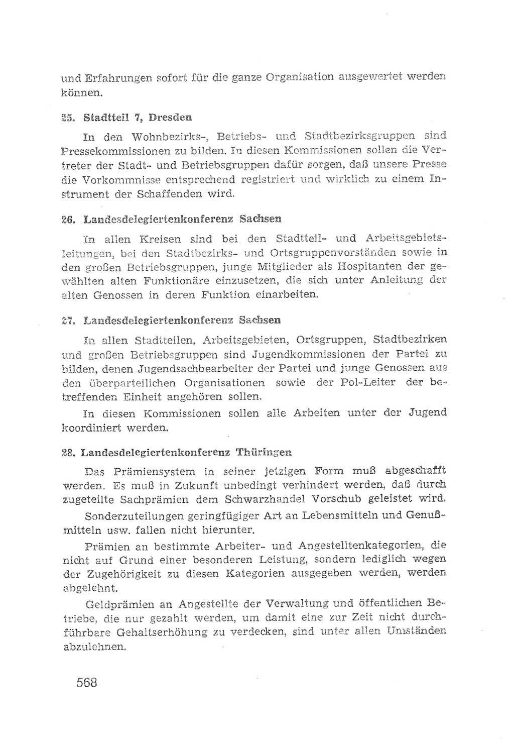 Protokoll der Verhandlungen des 2. Parteitages der Sozialistischen Einheitspartei Deutschlands (SED) [Sowjetische Besatzungszone (SBZ) Deutschlands] 1947, Seite 568 (Prot. Verh. 2. PT SED SBZ Dtl. 1947, S. 568)