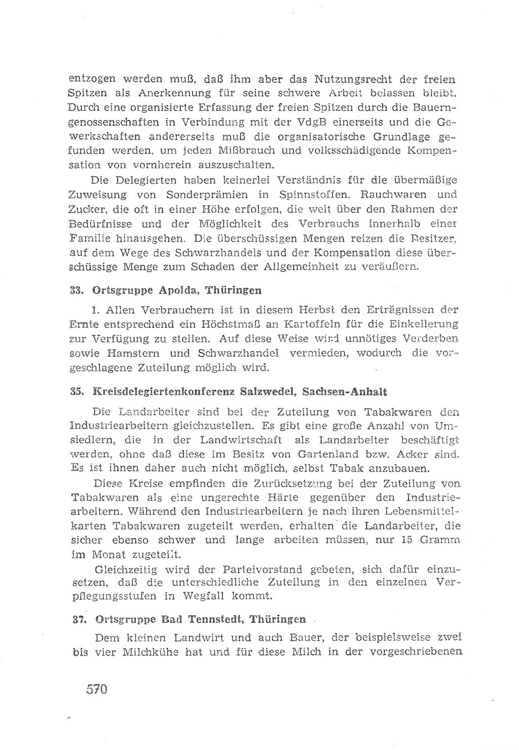Protokoll der Verhandlungen des 2. Parteitages der Sozialistischen Einheitspartei Deutschlands (SED) [Sowjetische Besatzungszone (SBZ) Deutschlands] 1947, Seite 570 (Prot. Verh. 2. PT SED SBZ Dtl. 1947, S. 570)