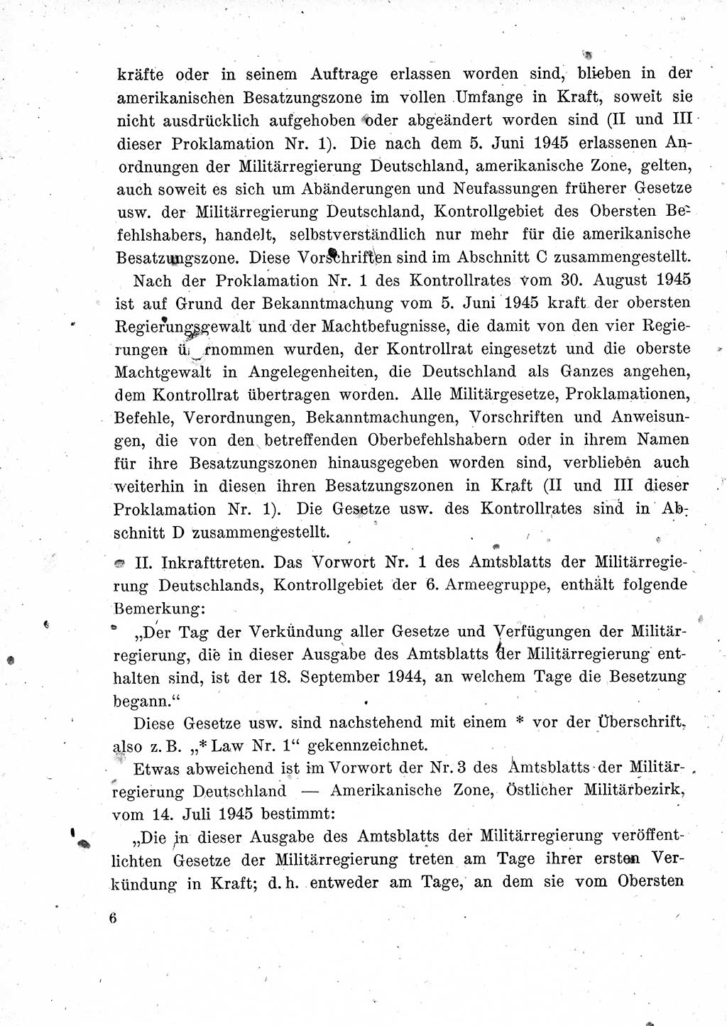 Das Recht der Besatzungsmacht (Deutschland), Proklamationen, Deklerationen, Verordnungen, Gesetze und Bekanntmachungen 1947, Seite 6 (R. Bes. Dtl. 1947, S. 6)