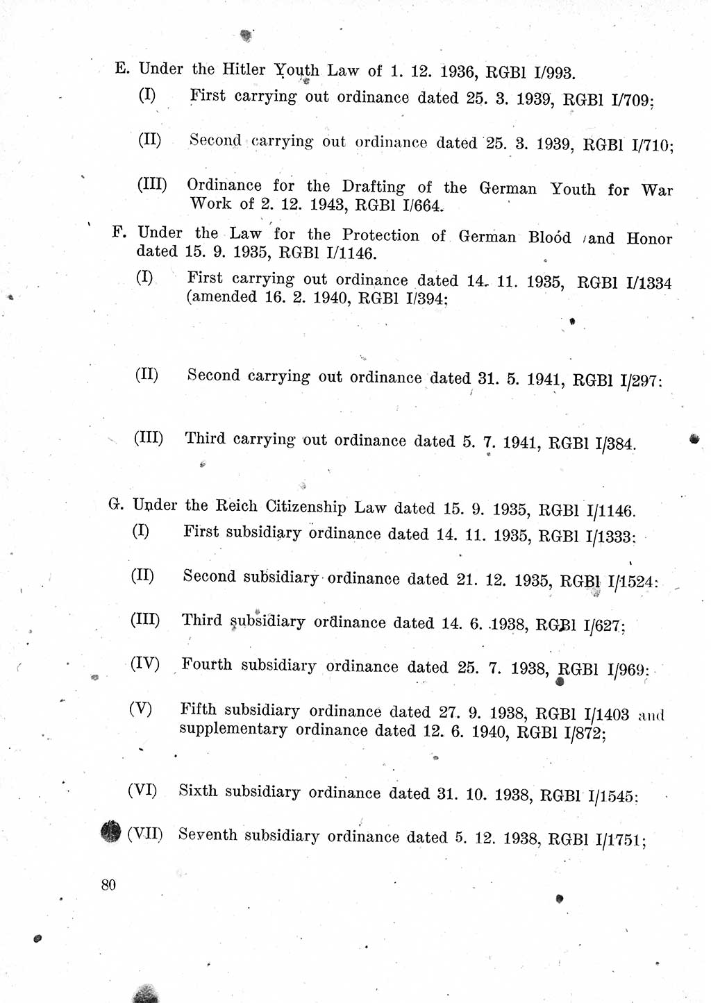 Das Recht der Besatzungsmacht (Deutschland), Proklamationen, Deklerationen, Verordnungen, Gesetze und Bekanntmachungen 1947, Seite 80 (R. Bes. Dtl. 1947, S. 80)