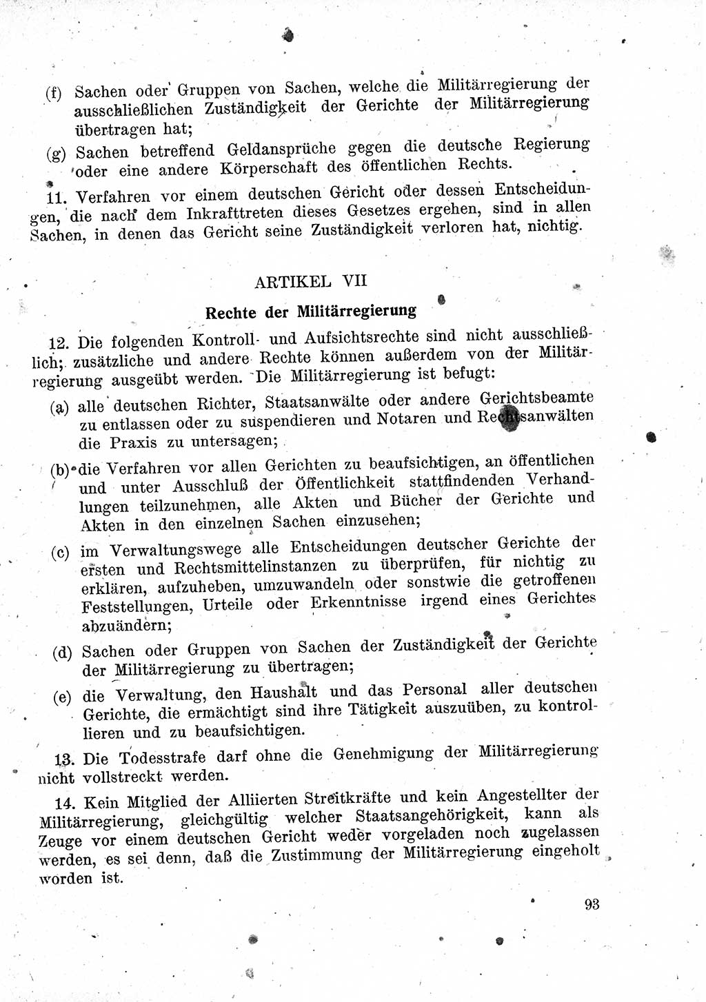 Das Recht der Besatzungsmacht (Deutschland), Proklamationen, Deklerationen, Verordnungen, Gesetze und Bekanntmachungen 1947, Seite 93 (R. Bes. Dtl. 1947, S. 93)