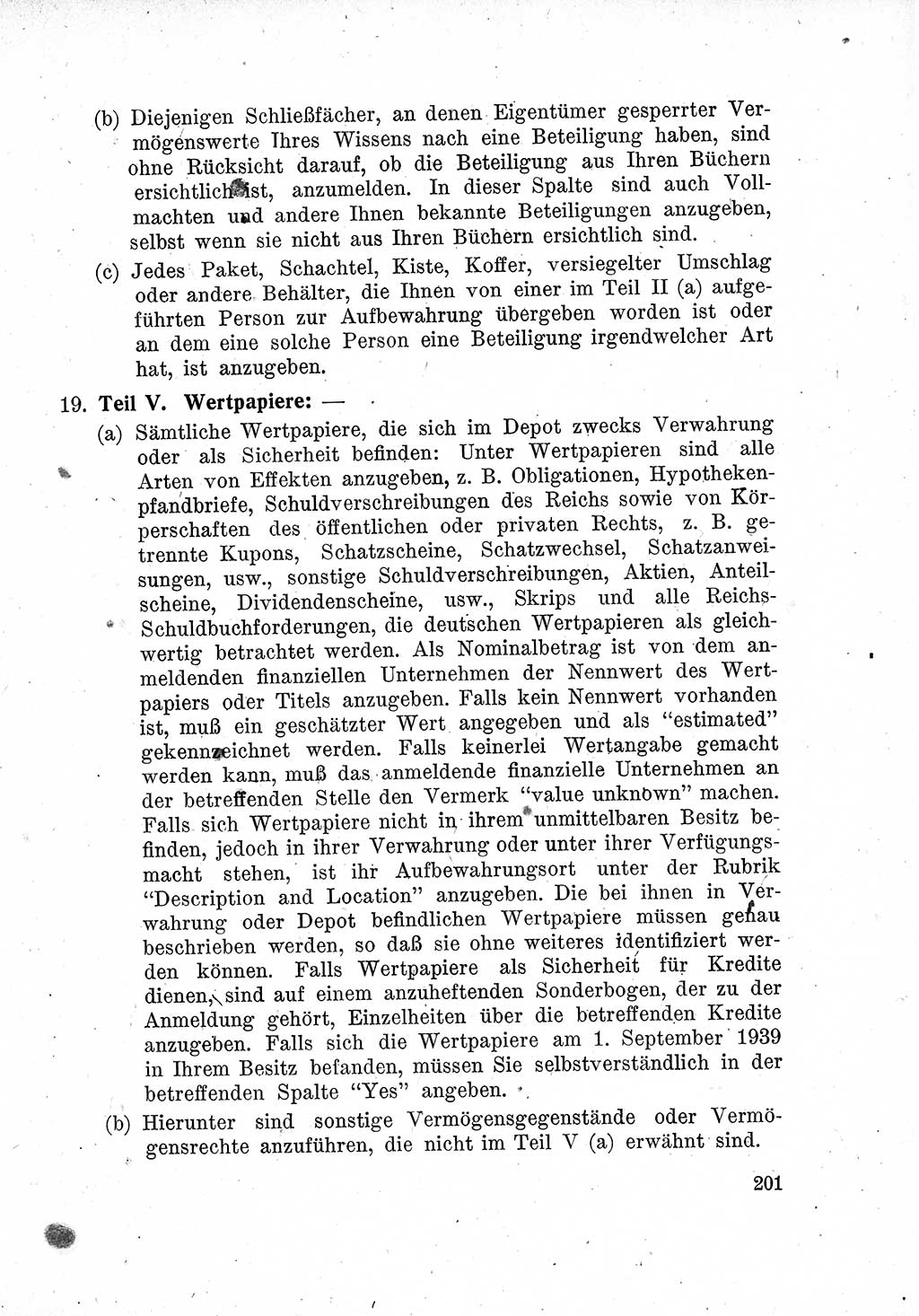 Das Recht der Besatzungsmacht (Deutschland), Proklamationen, Deklerationen, Verordnungen, Gesetze und Bekanntmachungen 1947, Seite 201 (R. Bes. Dtl. 1947, S. 201)