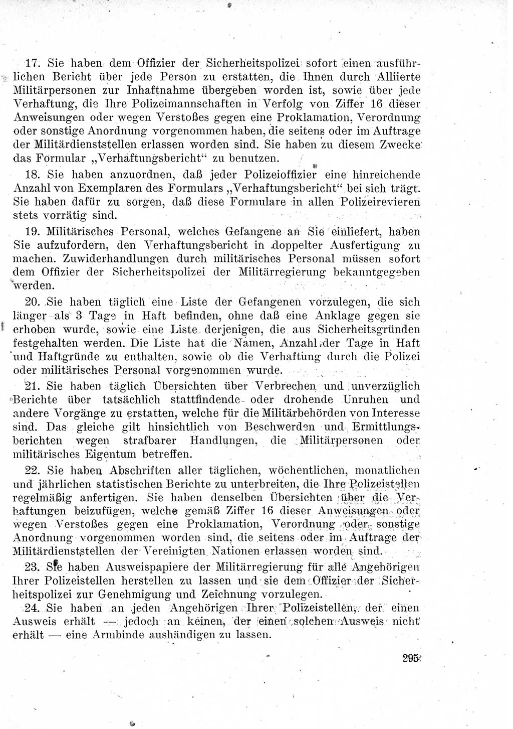 Das Recht der Besatzungsmacht (Deutschland), Proklamationen, Deklerationen, Verordnungen, Gesetze und Bekanntmachungen 1947, Seite 295 (R. Bes. Dtl. 1947, S. 295)