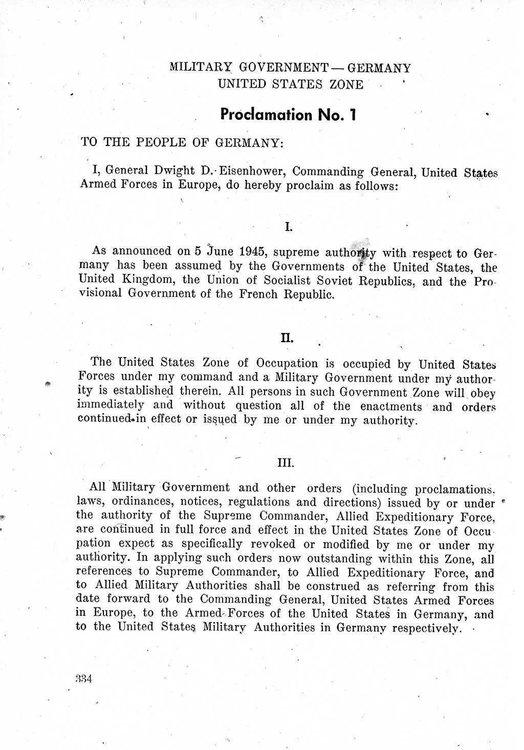 Das Recht der Besatzungsmacht (Deutschland), Proklamationen, Deklerationen, Verordnungen, Gesetze und Bekanntmachungen 1947, Seite 334 (R. Bes. Dtl. 1947, S. 334)