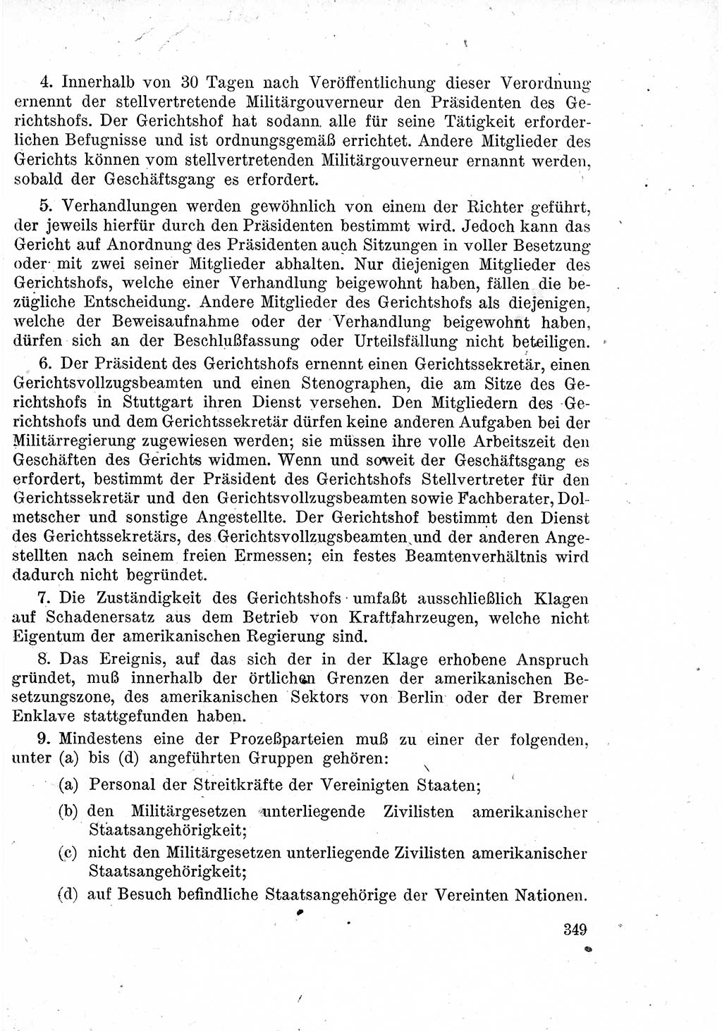 Das Recht der Besatzungsmacht (Deutschland), Proklamationen, Deklerationen, Verordnungen, Gesetze und Bekanntmachungen 1947, Seite 349 (R. Bes. Dtl. 1947, S. 349)