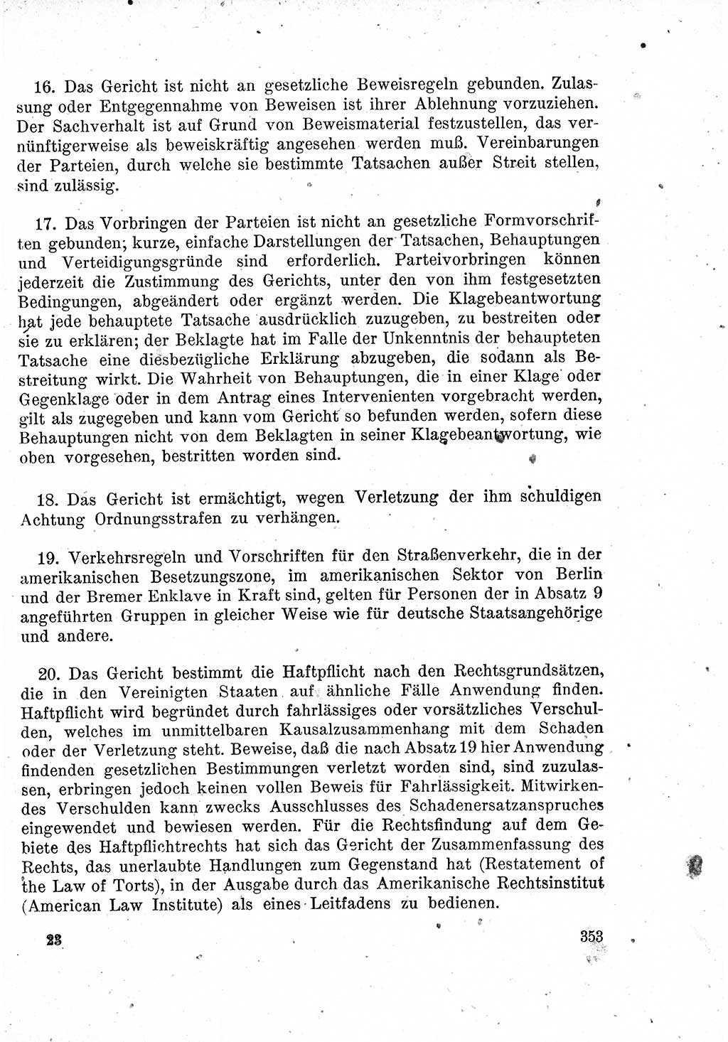 Das Recht der Besatzungsmacht (Deutschland), Proklamationen, Deklerationen, Verordnungen, Gesetze und Bekanntmachungen 1947, Seite 353 (R. Bes. Dtl. 1947, S. 353)