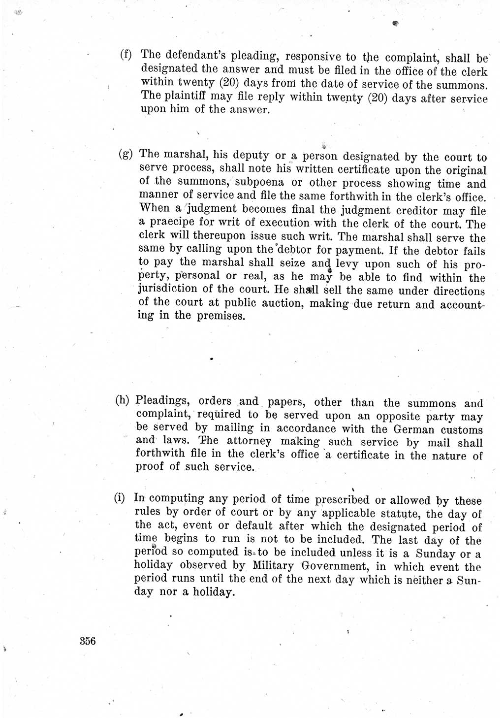 Das Recht der Besatzungsmacht (Deutschland), Proklamationen, Deklerationen, Verordnungen, Gesetze und Bekanntmachungen 1947, Seite 356 (R. Bes. Dtl. 1947, S. 356)