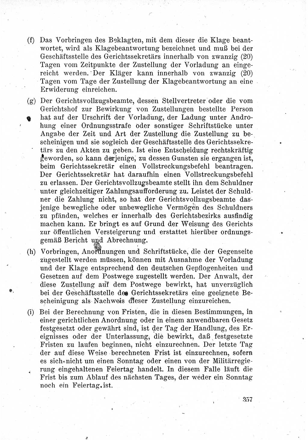 Das Recht der Besatzungsmacht (Deutschland), Proklamationen, Deklerationen, Verordnungen, Gesetze und Bekanntmachungen 1947, Seite 357 (R. Bes. Dtl. 1947, S. 357)
