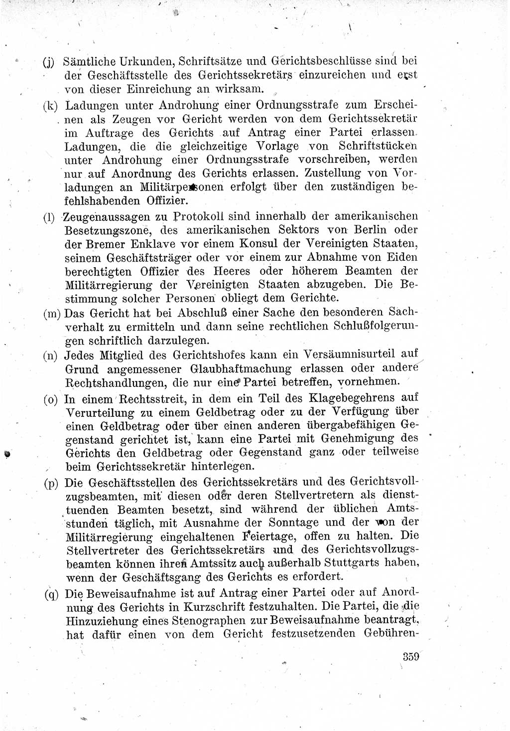 Das Recht der Besatzungsmacht (Deutschland), Proklamationen, Deklerationen, Verordnungen, Gesetze und Bekanntmachungen 1947, Seite 359 (R. Bes. Dtl. 1947, S. 359)