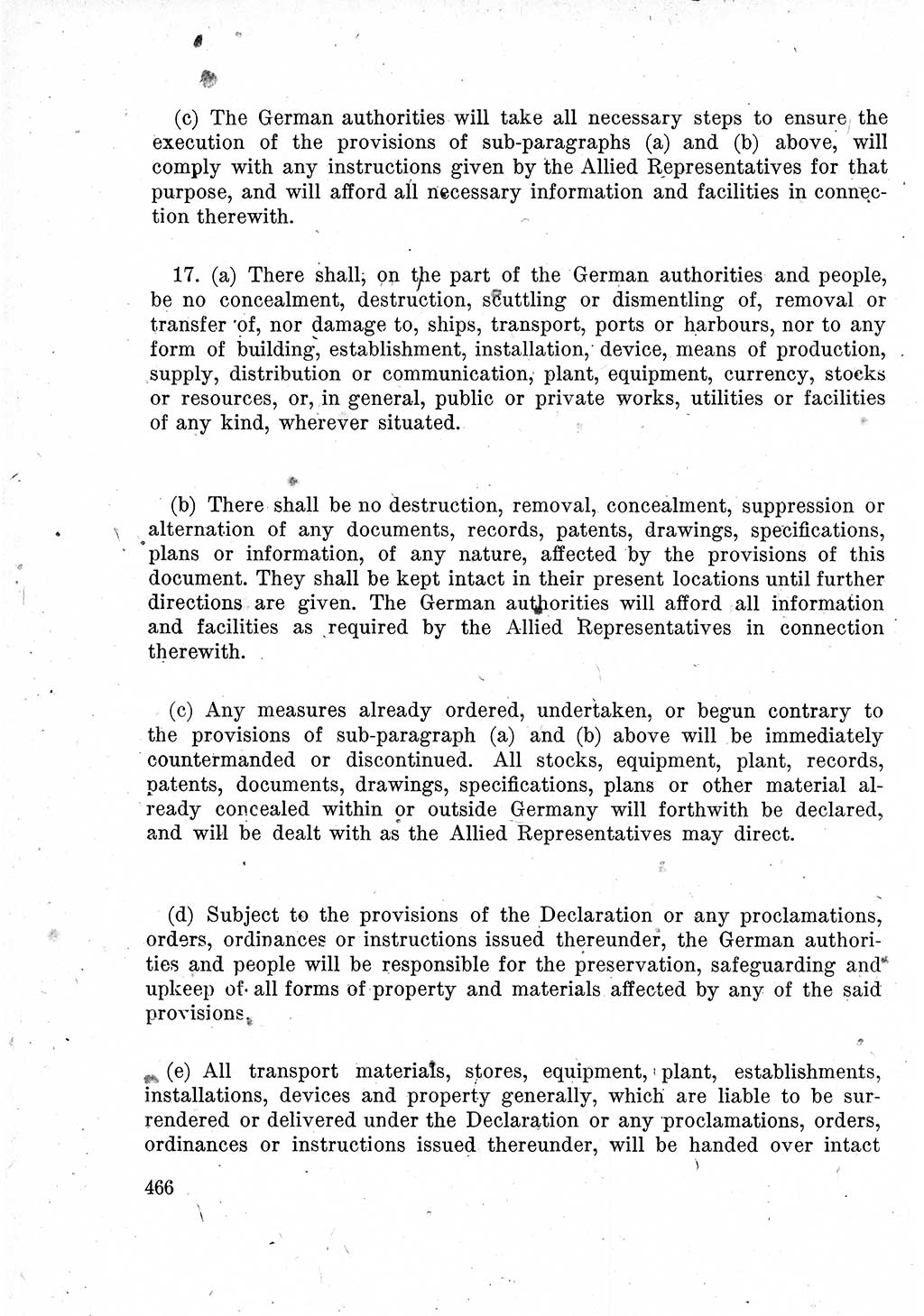 Das Recht der Besatzungsmacht (Deutschland), Proklamationen, Deklerationen, Verordnungen, Gesetze und Bekanntmachungen 1947, Seite 466 (R. Bes. Dtl. 1947, S. 466)