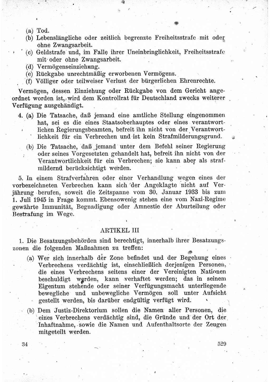 Das Recht der Besatzungsmacht (Deutschland), Proklamationen, Deklerationen, Verordnungen, Gesetze und Bekanntmachungen 1947, Seite 529 (R. Bes. Dtl. 1947, S. 529)