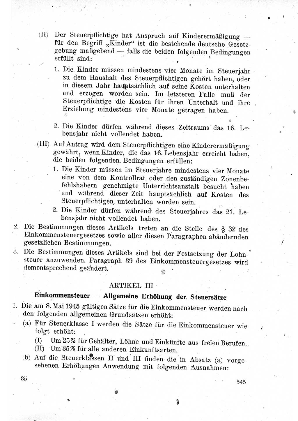 Das Recht der Besatzungsmacht (Deutschland), Proklamationen, Deklerationen, Verordnungen, Gesetze und Bekanntmachungen 1947, Seite 545 (R. Bes. Dtl. 1947, S. 545)