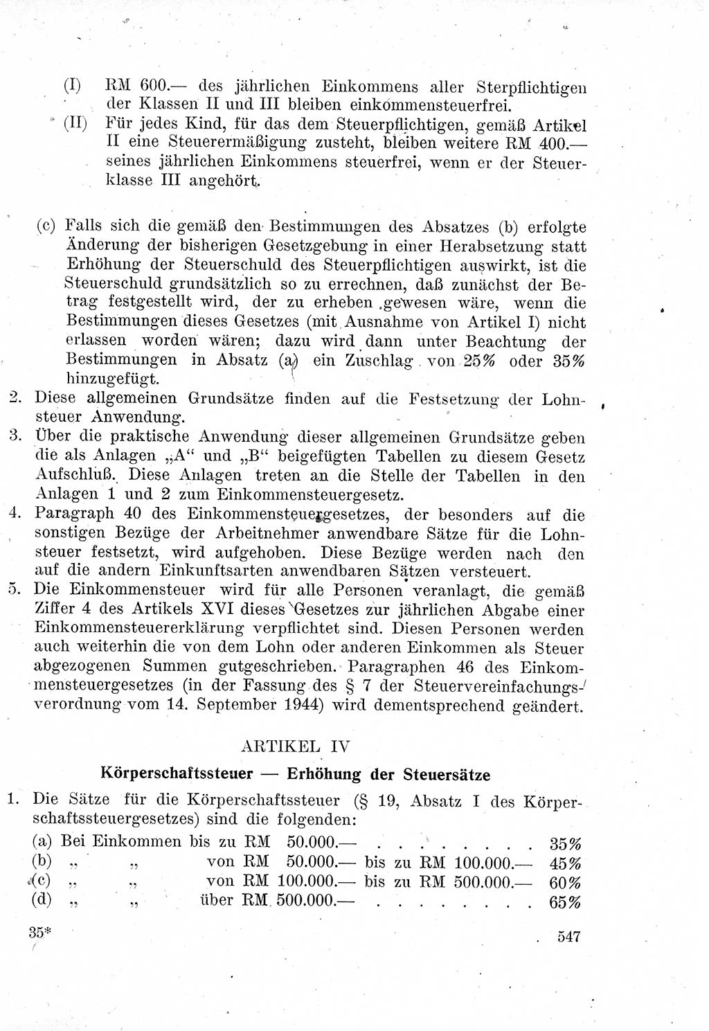 Das Recht der Besatzungsmacht (Deutschland), Proklamationen, Deklerationen, Verordnungen, Gesetze und Bekanntmachungen 1947, Seite 547 (R. Bes. Dtl. 1947, S. 547)