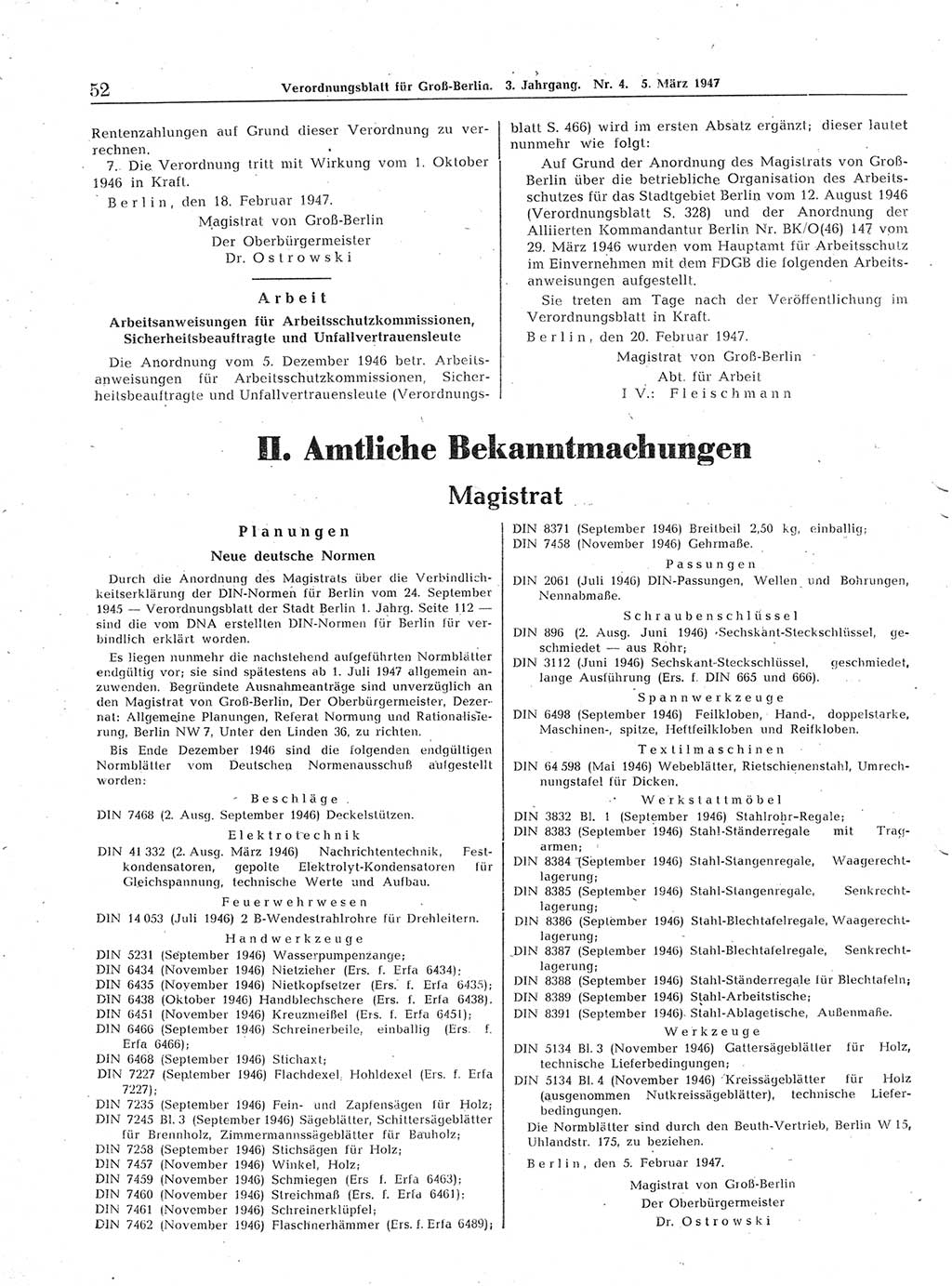 Verordnungsblatt (VOBl.) für Groß-Berlin 1947, Seite 52 (VOBl. Bln. 1947, S. 52)