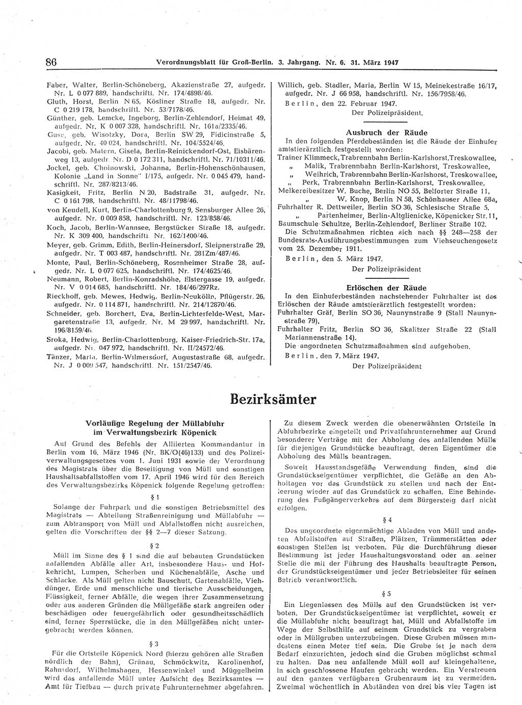 Verordnungsblatt (VOBl.) für Groß-Berlin 1947, Seite 86 (VOBl. Bln. 1947, S. 86)