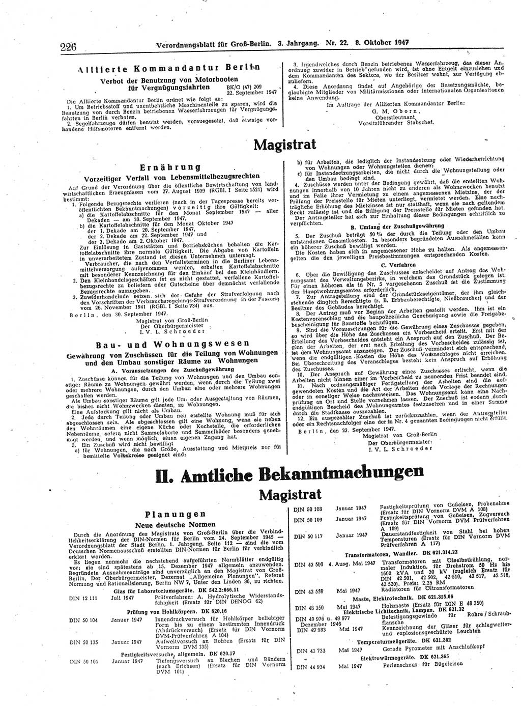 Verordnungsblatt (VOBl.) für Groß-Berlin 1947, Seite 226 (VOBl. Bln. 1947, S. 226)